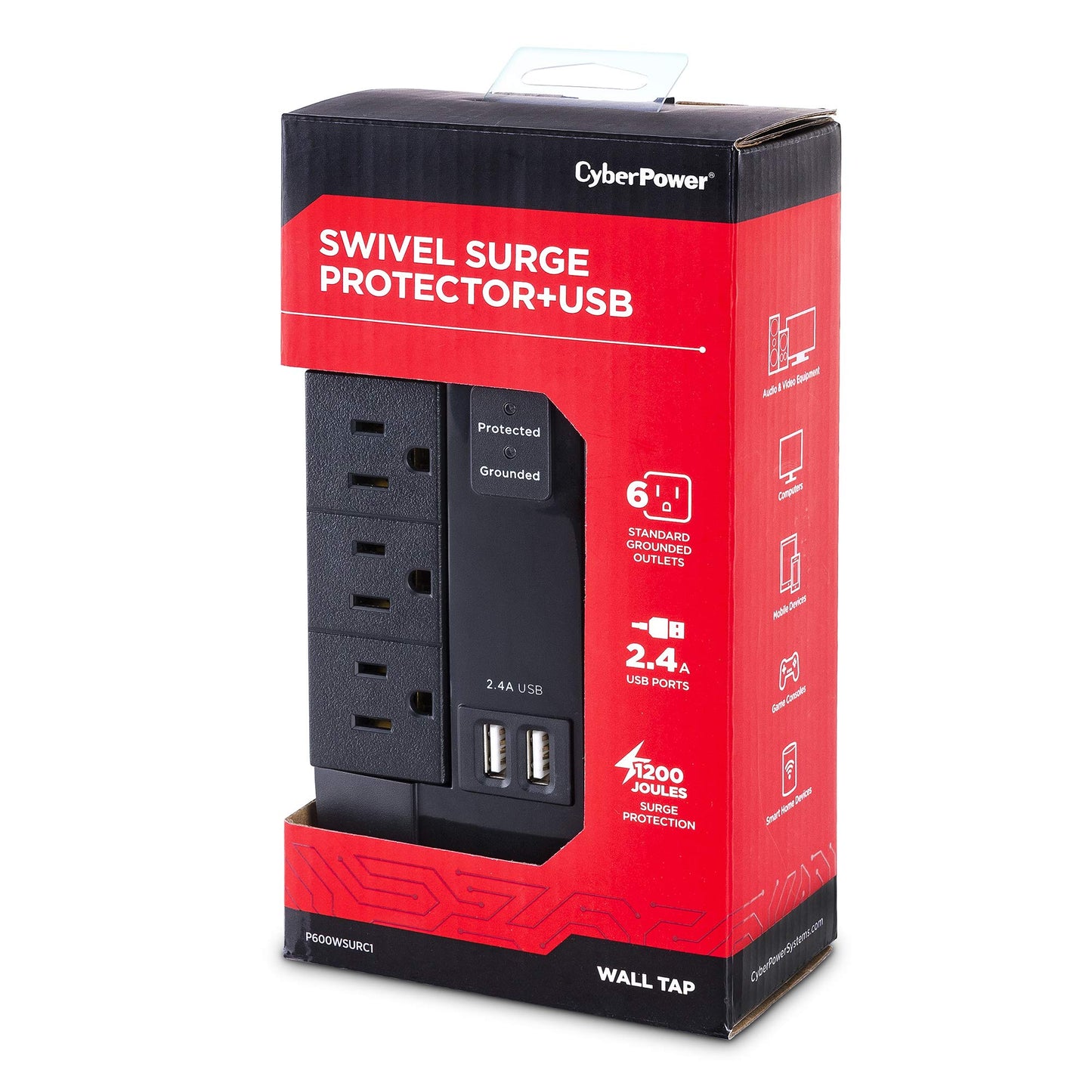CyberPower P600WSURC1 Supresor De Picos, Negro