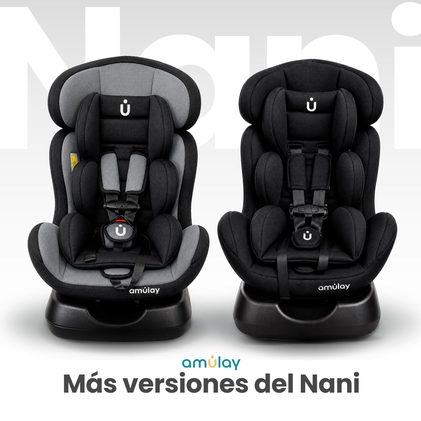 Amulay Autoasiento Nani Convertible 3 en 1, 0 a 25 kg, Gris y Negro