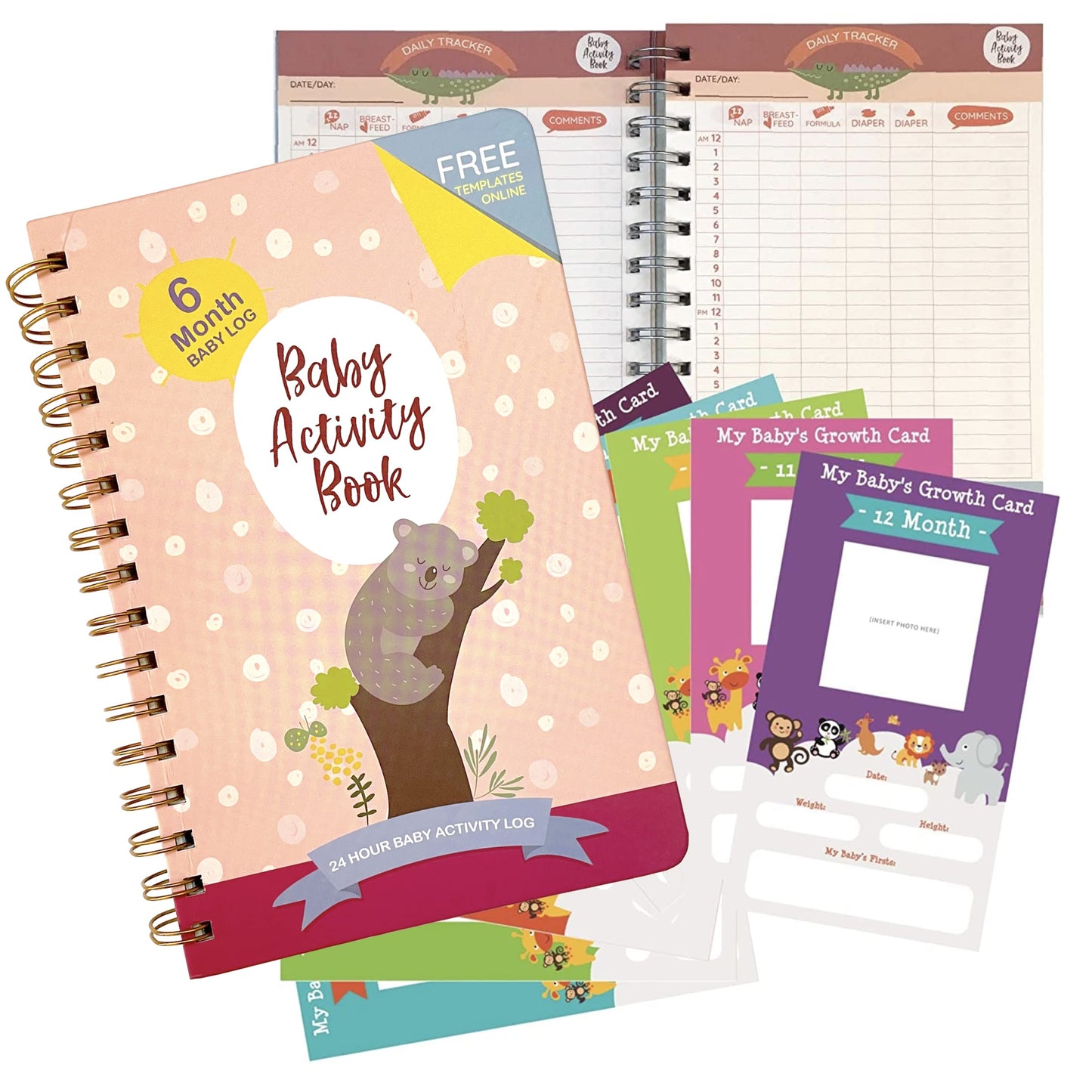 Diario de seguimiento de bebés para recién nacidos (edición para niñas) – Diario de bebé, registro de actividad diaria, hitos del desarrollo, horario de inmunización, registro de salud, contactos de emergencia y mucho más - Fabricado por médicos para
