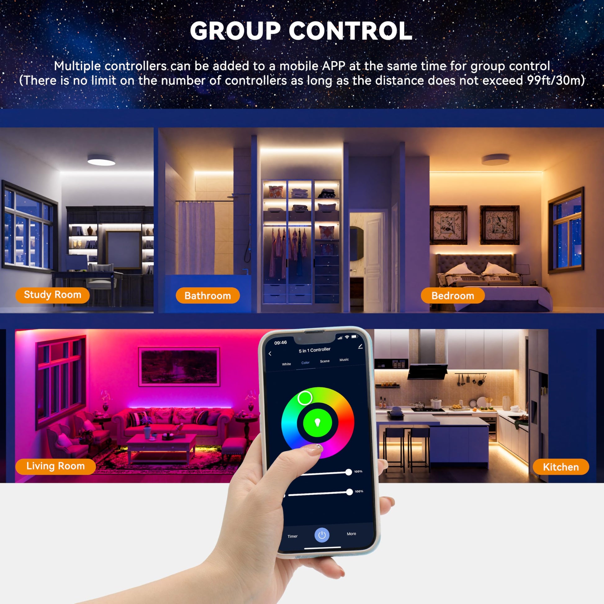 PAUTIX - driver LED WiFi 5 en 1 regulable para tira de luces LED monocromáticas CCT RGB RGBW RGBCCT compatible con Tuya APP/Smart Life/Alexa/Google Home/Siri, driver de luces DC12-24V (sin batería)
