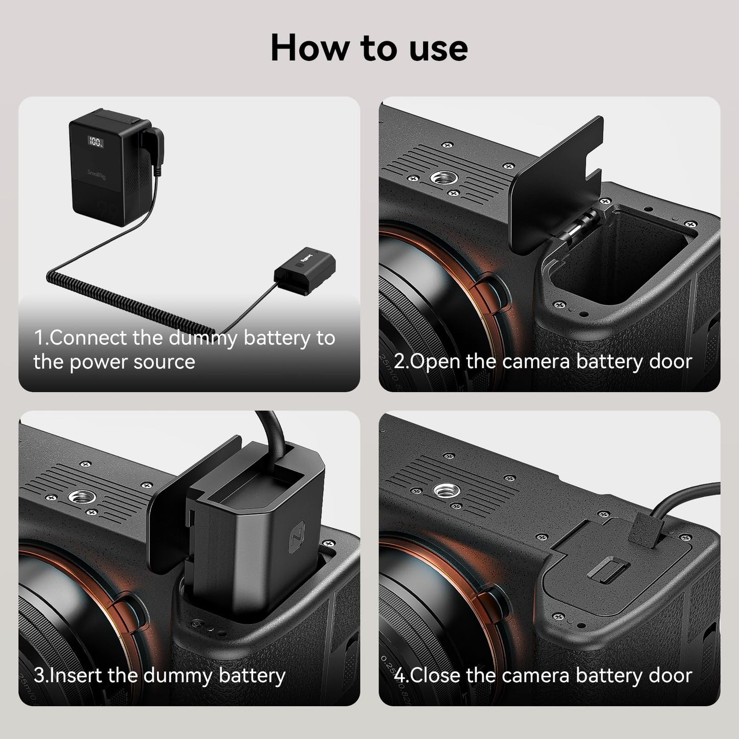 SmallRig NP-FZ100 D-Tap a Batería Simulada,Cable de Slimentación NP-FZ100 para Sony A7 III, A7 IV, A7S III, A7R III, A7R IV, A7R V, A7C, A7C II, A7CR, A1, A9, A9 II, A6600,A6700,FX3, FX30, ZV-E1-4253B