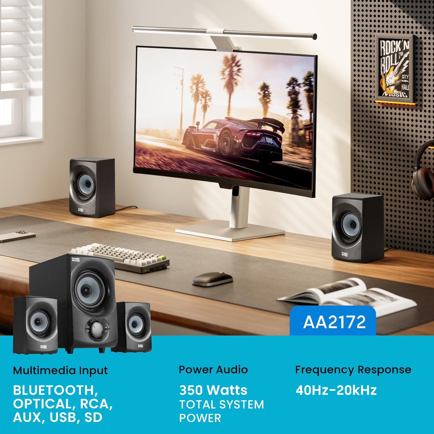 Audio acústico de Goldwood Audio - Sistema de Altavoces Bluetooth 2.1, AA2172, Gris