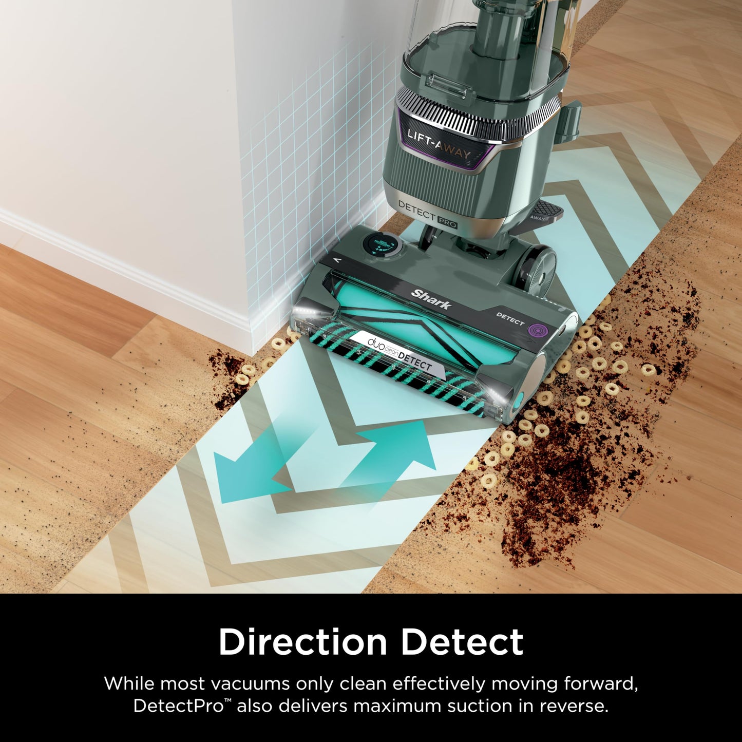 Shark Detect Pro Lift-Away ADV Aspiradora Vertical sin Bolsa con DuoClean Detect, Filtro HEPA, antialérgenos, Potente succión y tecnología neutralizadora de olores, Evergreen, LA802