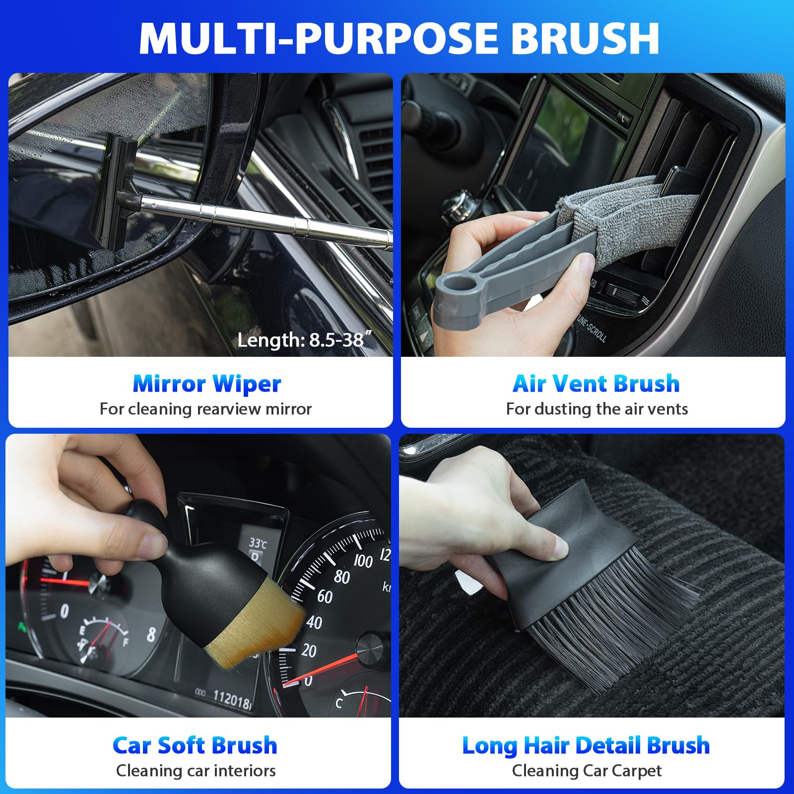 Kit de Limpieza de Coche THINKWORK Gris con Aspiradora de Mano de Alta Potencia para Hombre