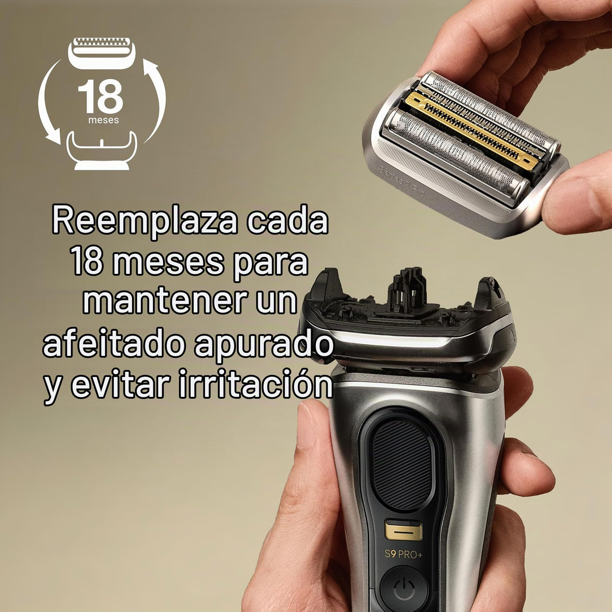 Braun Series 9 Cabezal De Recambio 94M Plata Para Afeitadora Eléctrica, Compatible Con Las Afeitadoras Series 9