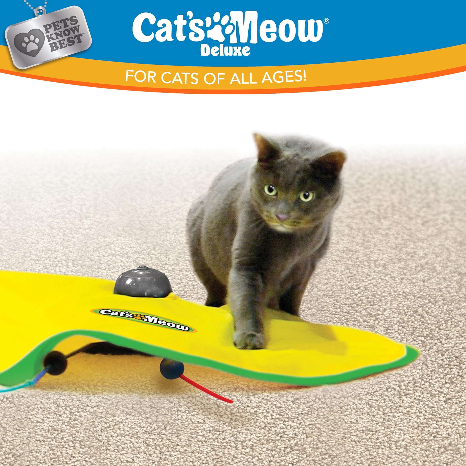 Cat's Meow - Juguete motorizado para Gato, Apagado automático de 30 Minutos, 3 ajustes de Velocidad, el Juguete Que tu Gato no Puede Resistir