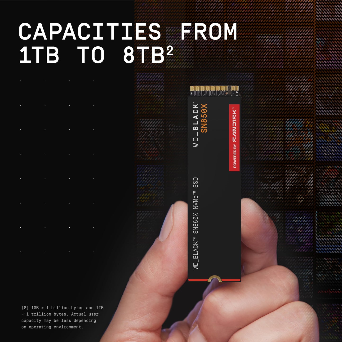 WD_BLACK SN850X NVMe SSD de 2 TB (Memoria para Juegos, tecnología PCIe Gen4, Lectura de 7300 MB/s, Escritura 6600 MB/s), Color Negro