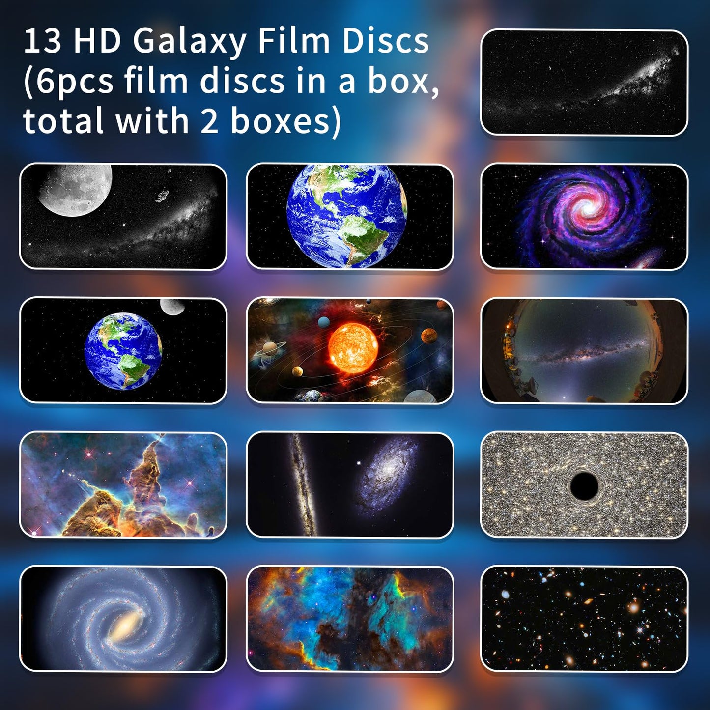 Proyector de Estrella de Planetario, Proyector de Galaxia para Recámara, Luz Nocturna de Galaxia Ultra Clara con 13 Discos de Galaxia Reemplazables 4K Rotación de 360 Grados Luz de Cielo Real para