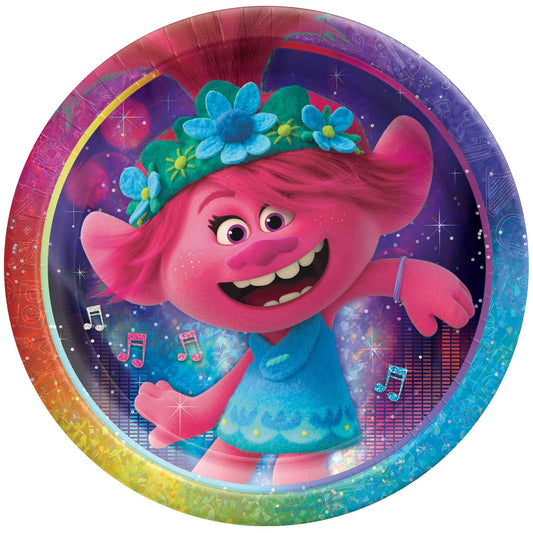 Platos de Fiesta Trolls World Tour Multicolor Diseño Prismático para Niños