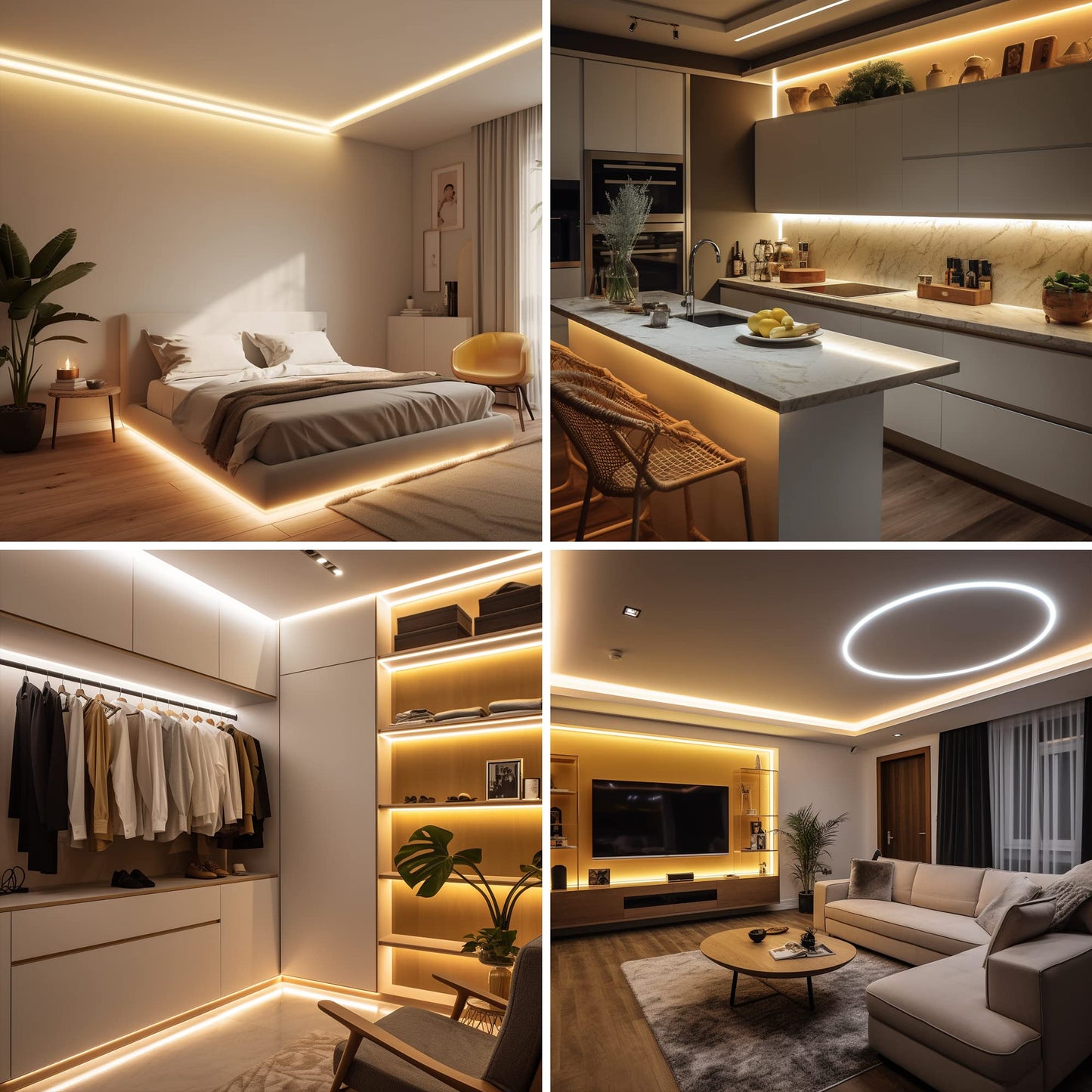 AXMOTUT COB - Tira de luces LED de color blanco cálido, tiras LED de alto brillo con 2400 LED, control remoto RF y fuente de alimentación UL, luces LED regulables de 3000 K para recámara, cocina,