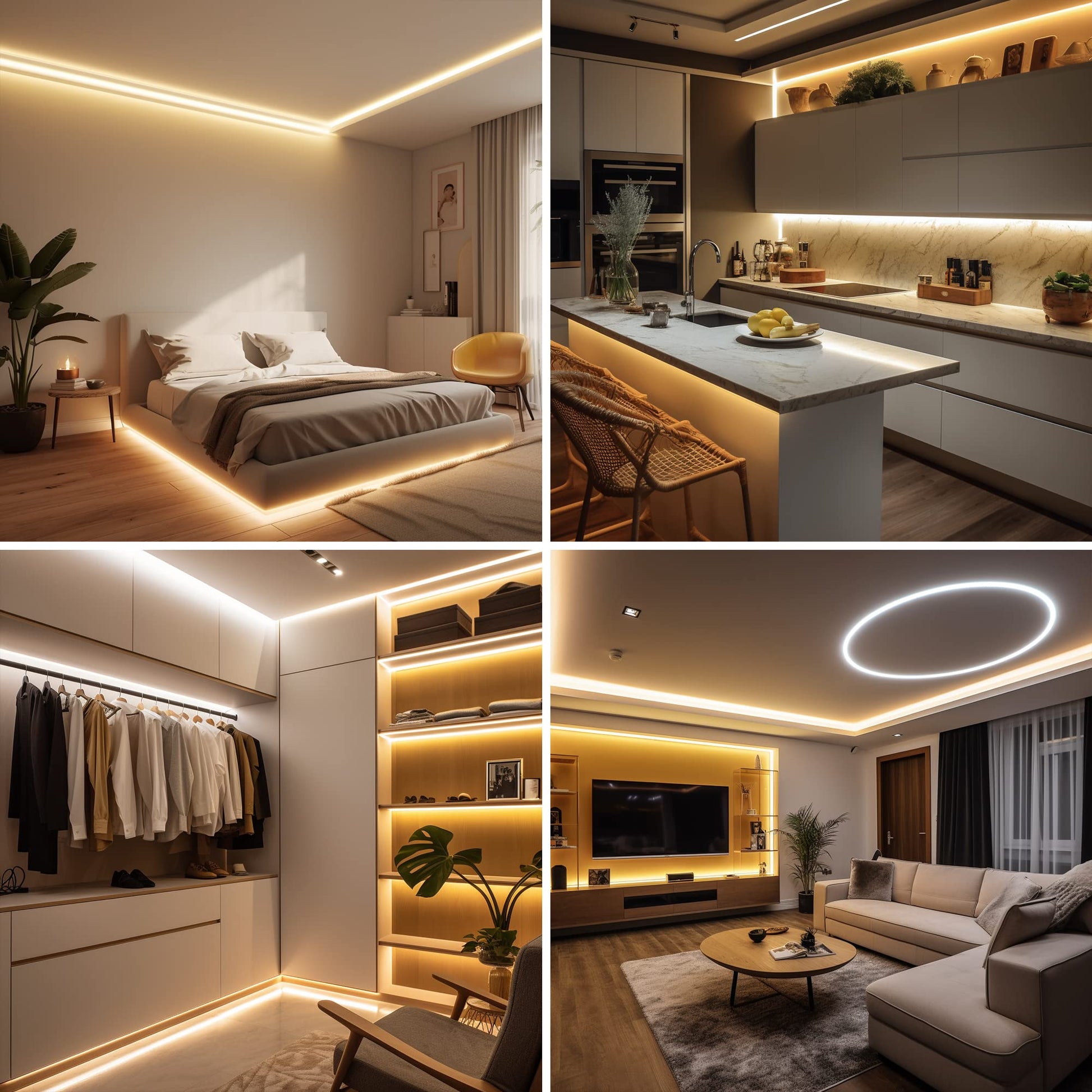 AXMOTUT COB - Tira de luces LED de color blanco cálido, tiras LED de alto brillo con 2400 LED, control remoto RF y fuente de alimentación UL, luces LED regulables de 3000 K para recámara, cocina,