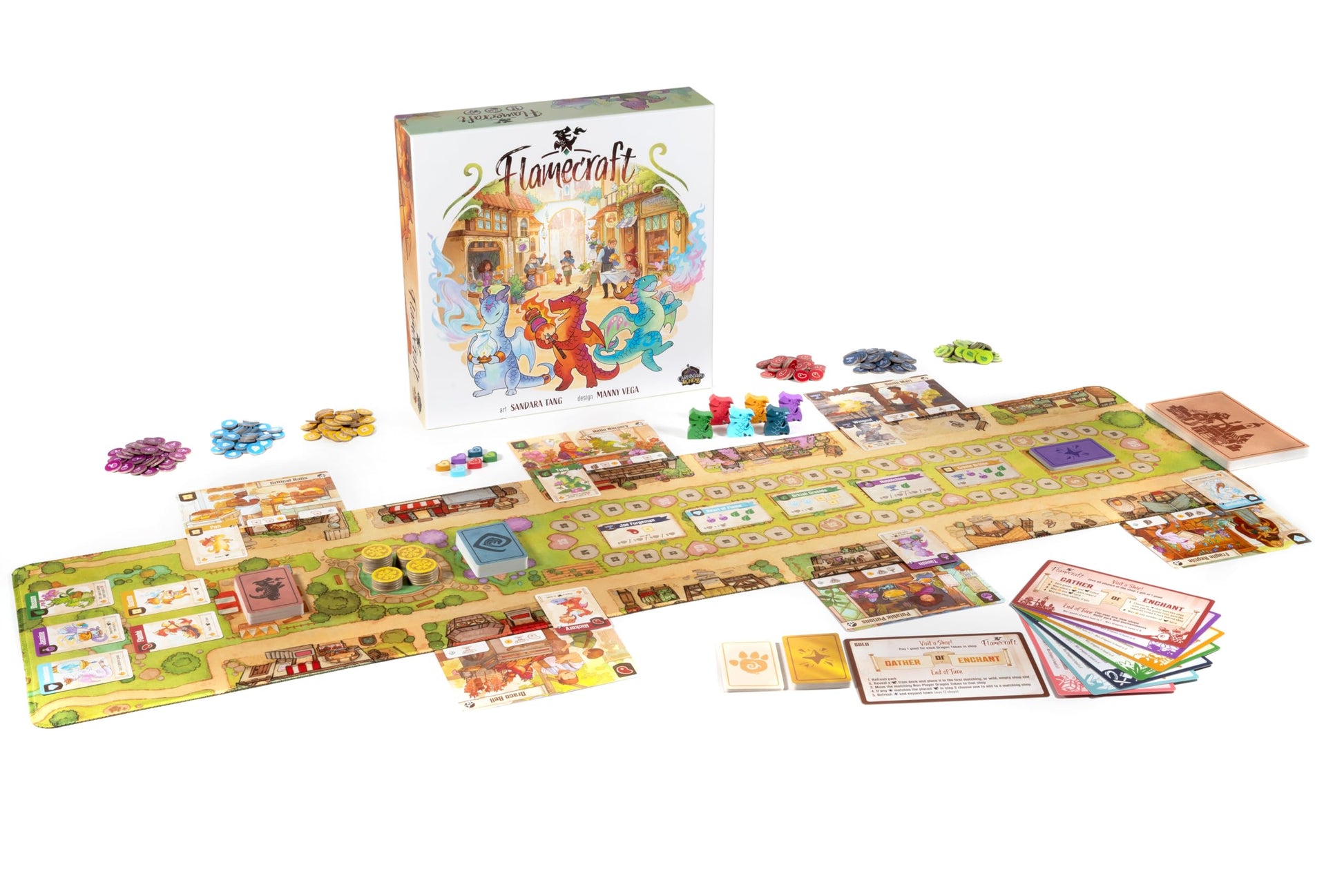 Lucky Duck Games Flamecraft Board Game | Strategy Game | Dragon Game | Fantasy Game | Fun Family Game for Kids and Adults | Ages 10+ | 1-5 Players | Average Playtime 60 Minutes | Made by