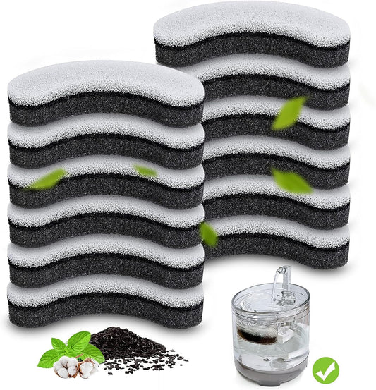 Filtro De Fuente De Agua para Mascotas,Filtros de 12 uds para filtros Transparentes de Fuente de Agua de Gato de 50 oz/1.6 L WF100 y 50 oz/1.5 L WF050, Filtro de Repuesto de Filtro de carbón Activado