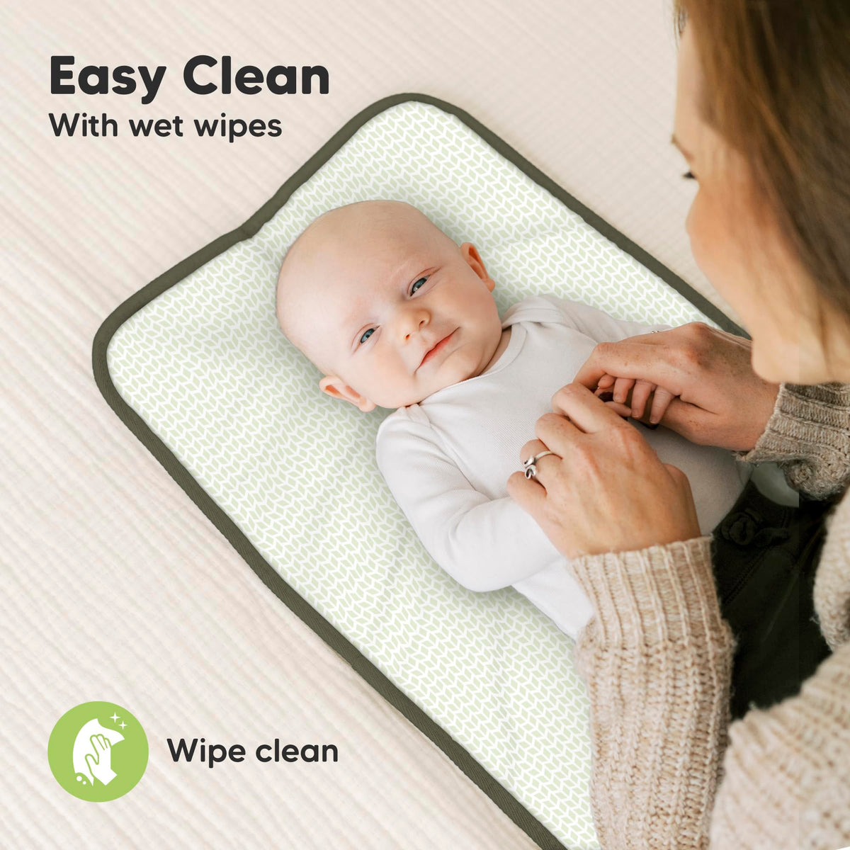 Cambiador Portátil de Pañales – Cambiador Plegable Impermeable para Bebé – Cambiador de Pañales de Viaje – Cambiador Ligero para Bebé – Lavable a Máquina (oliva Oscuro)