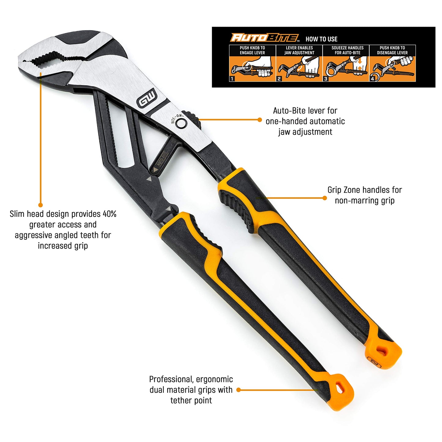 GEARWRENCH 82592C - Alicates de doble material para mordedura automática Pitbull de 10 pulgadas