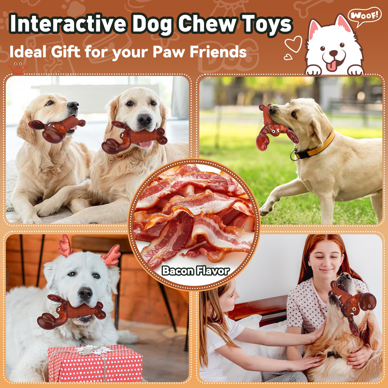 Juguetes para perros para masticadores agresivos, juguetes interactivos para masticar perros grandes, juguetes indestructibles para perros chirriantes para mantenerlos ocupados, juguetes duros para