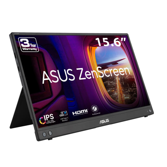 Asus Monitor USB portátil ZenScreen MB16AH: 16 Pulgadas IPS, Full HD,3 años de garantía y 3 Meses de Adobe, USB Tipo C, Micro-HDMI, Flicker Free, Blue Light Filter, Superficie antirreflejo