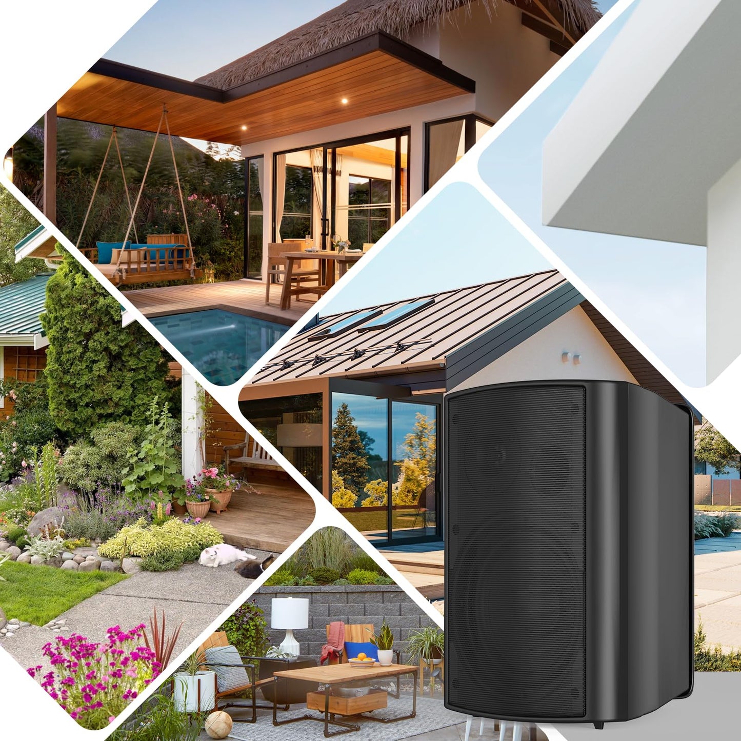 STUDIOFINIX Altavoces de Pared de 6,5 Pulgadas, Sistema de Altavoces pasivos para Exteriores de 400W/par, Material ABS Resistente para el Patio, el Garaje y la Piscina (Negro)
