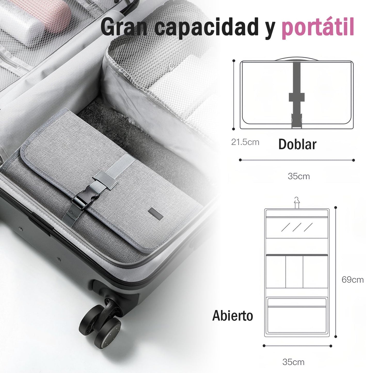 Funda de Viaje para Dyson Airwrap Styler/Shark Flexstyle, Bolsa de Viaje Portátil Impermeable con Gancho para Colgar, Organizador de Protección para Secadora y Planchas para Peinar el Cabello (Gris)