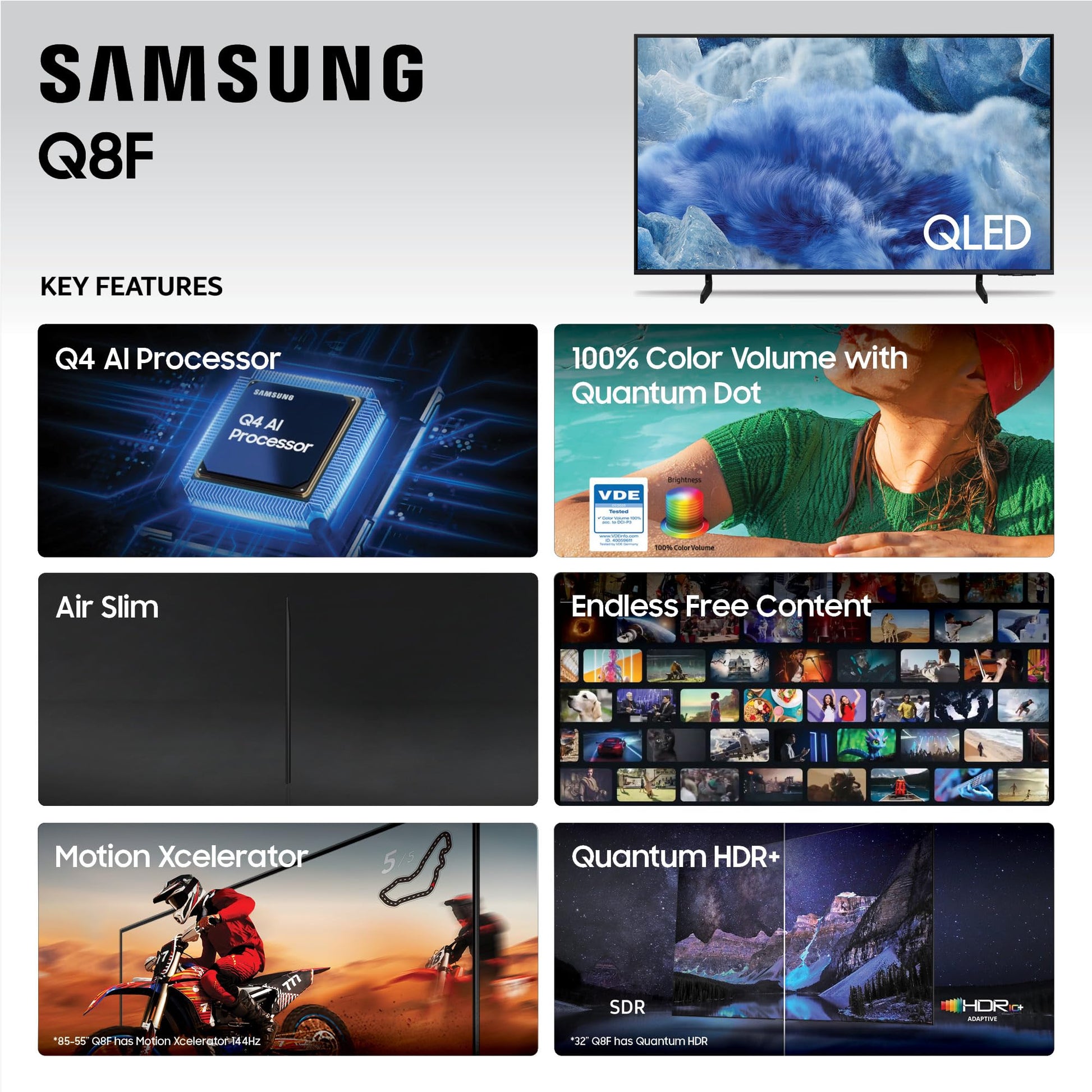 SAMSUNG Q8F QLED 4K Smart TV de 50 Pulgadas, Color Negro