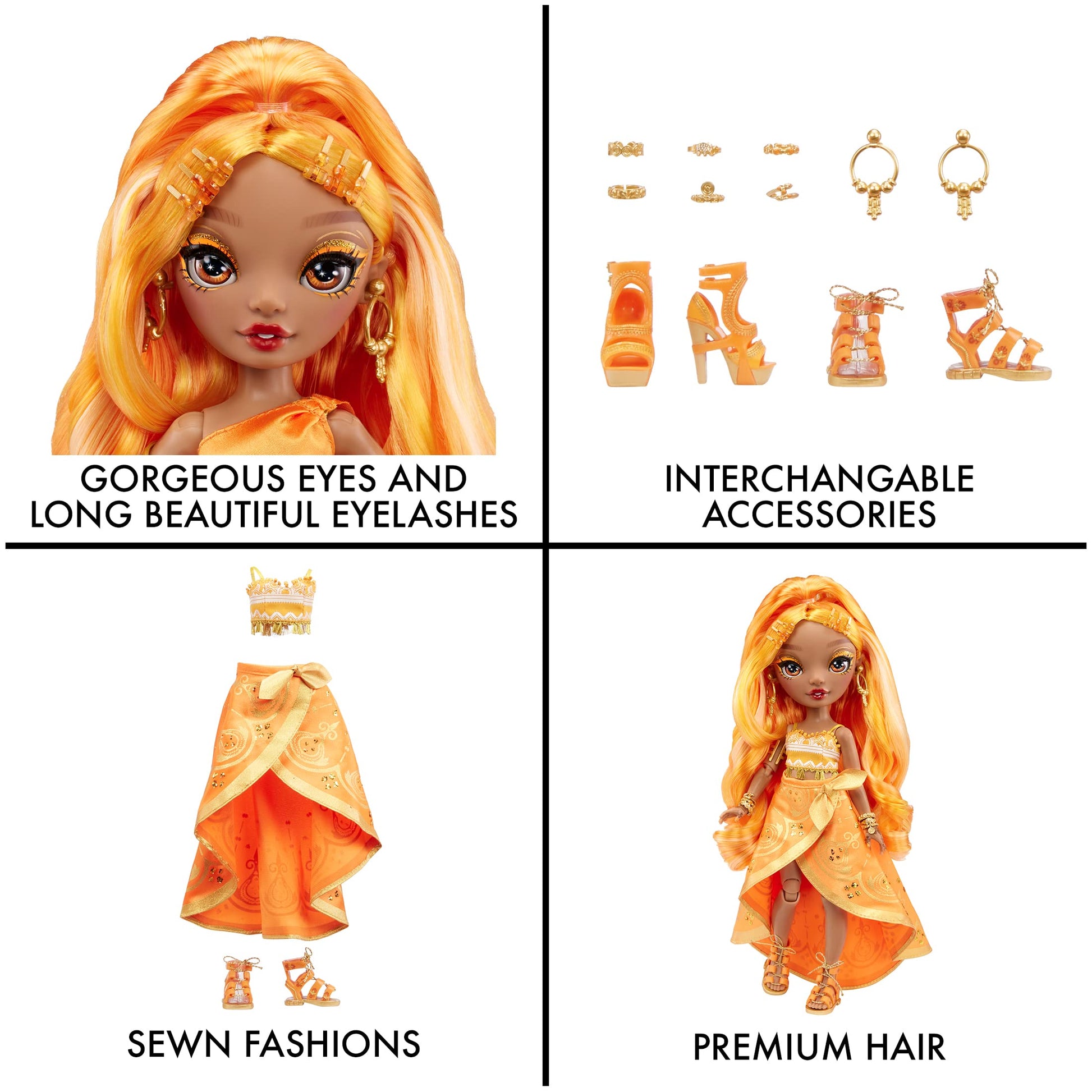 Muñeca de Moda Rainbow High Meena Fleur Oro azafrán Coleccionable para Niños