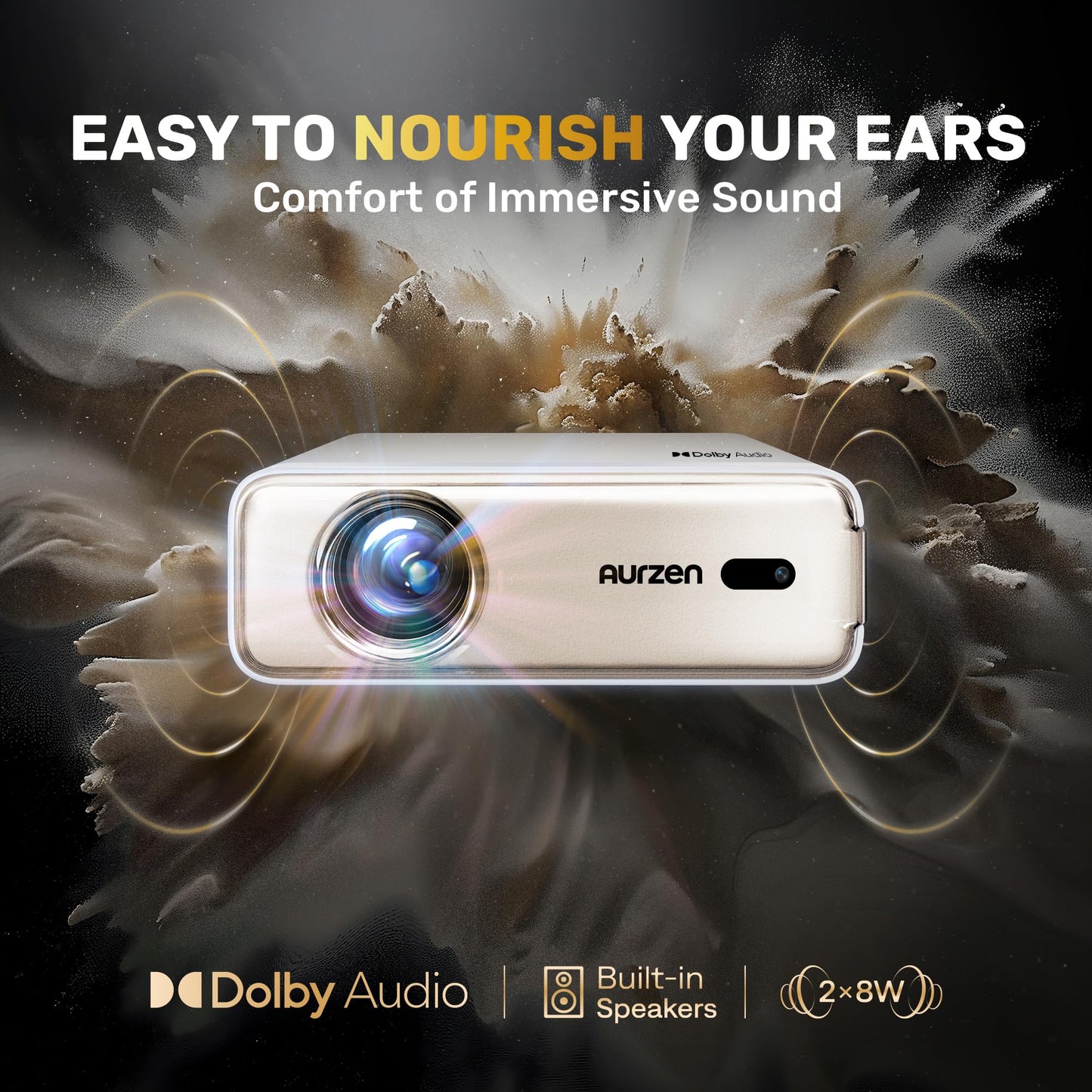 Aurzen EAZZE D1 Proyector inteligente con WiFi y Bluetooth, licencia oficial de Netflix, enfoque automático y piedra clave, audio DoIby, zoom, película nativa 1080P, mini proyector portátil para