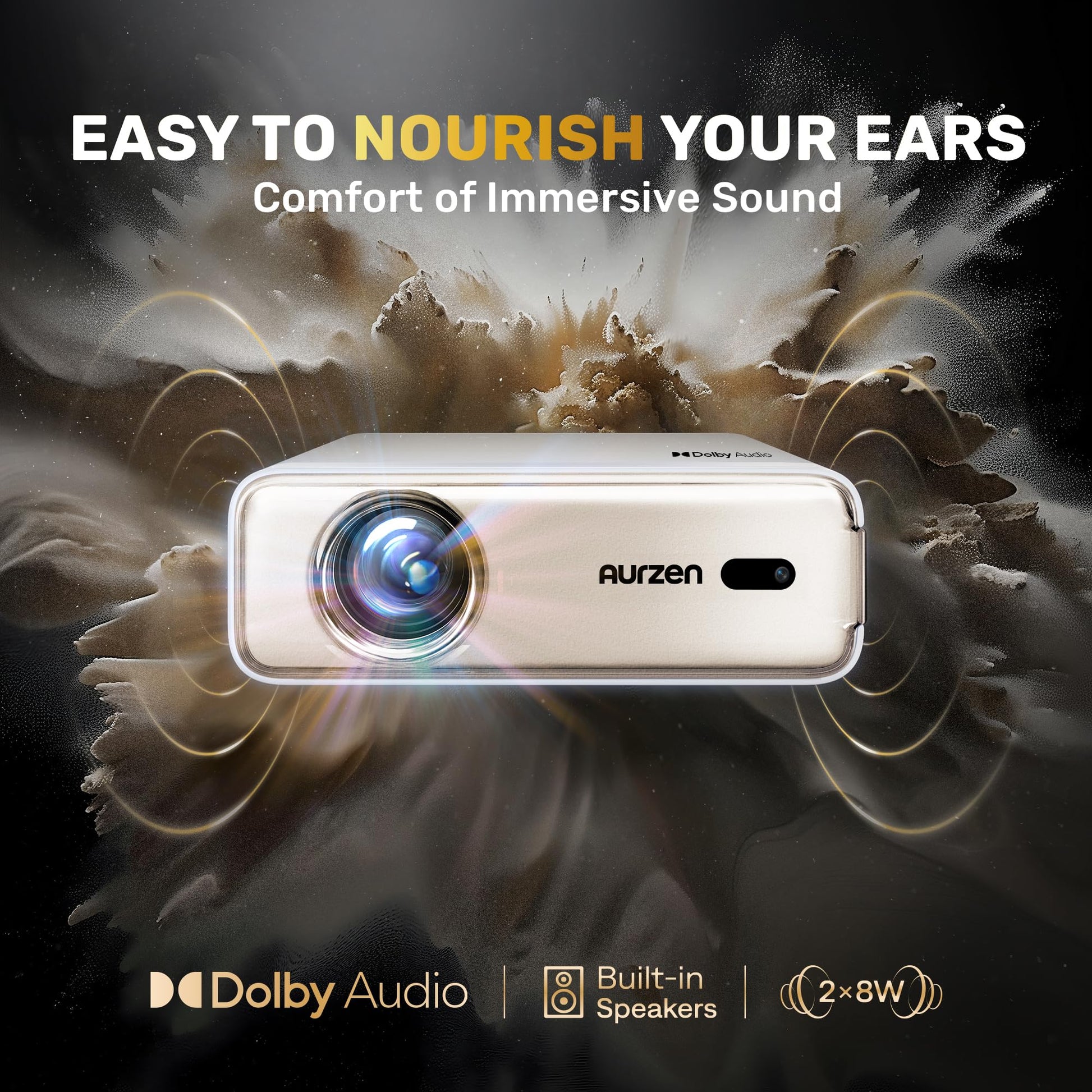 Aurzen EAZZE D1 Proyector inteligente con WiFi y Bluetooth, licencia oficial de Netflix, enfoque automático y piedra clave, audio DoIby, zoom, película nativa 1080P, mini proyector portátil para