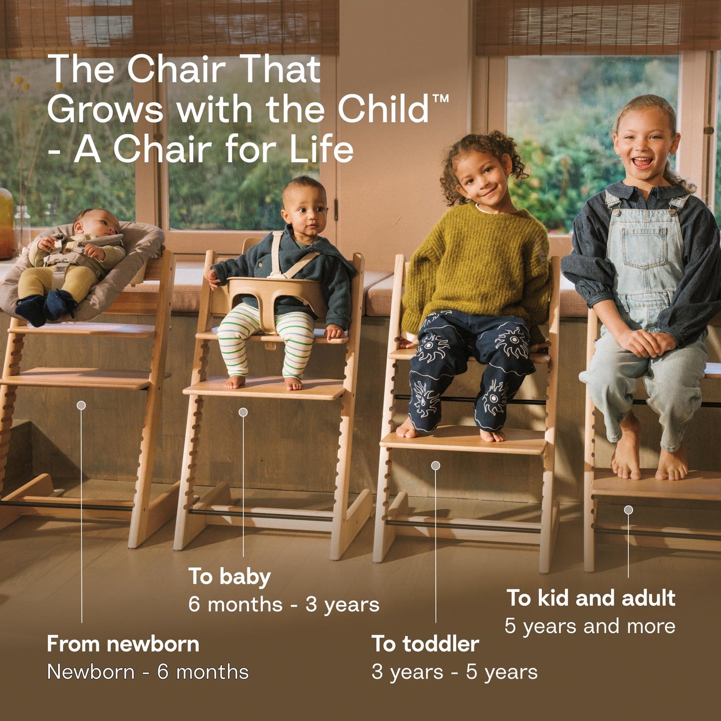 Stokke - Silla alta Tripp Trapp Cojín + Bandeja Stokke (Blanco) - Incluye Silla + Set de Bebé con Arnés Extraíble para Niños de 6 a 36 Meses (Glaciar Green)