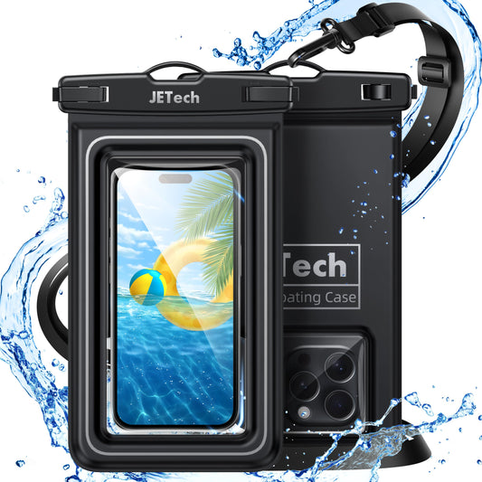 JETech Flotante Bolsa Estanca Móvil, 2 Unidades Funda Impermeable iPhone 16e 16 15 14 Pro MAX Plus, Galaxy S25 S24 S23 Ultra, Pixel 10 Series y Otros hasta 7 Pulgadas, Bolsa Seca IPX8