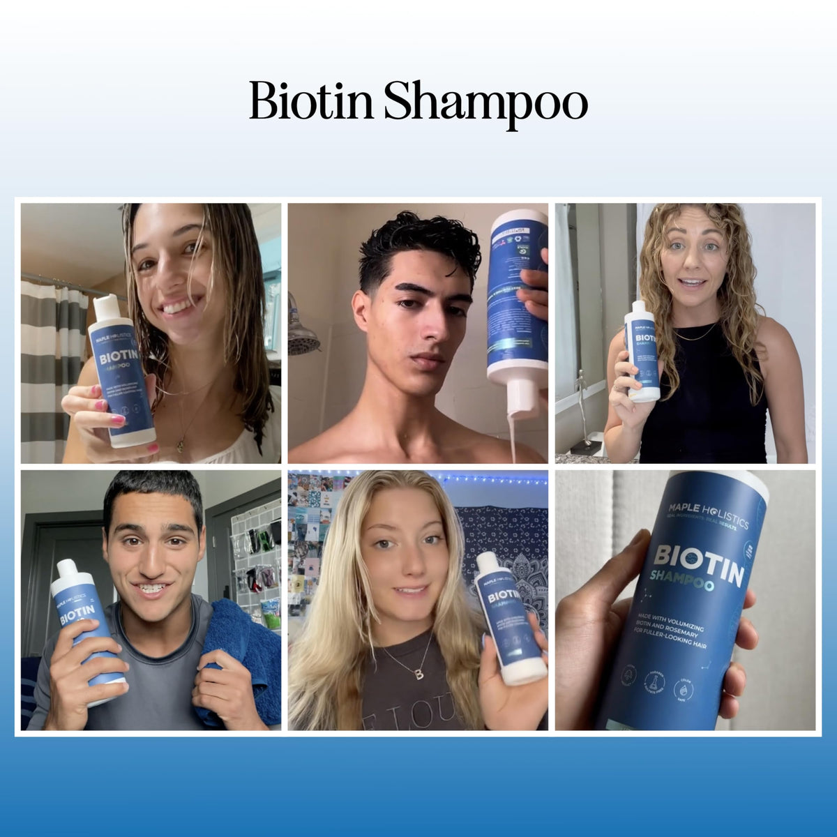 Shampoo Biotin Maple Holistics Crecimiento Capilar Extracto Tea Tree Oil Jojoba Argan Anticaspa para Mujer y Hombre