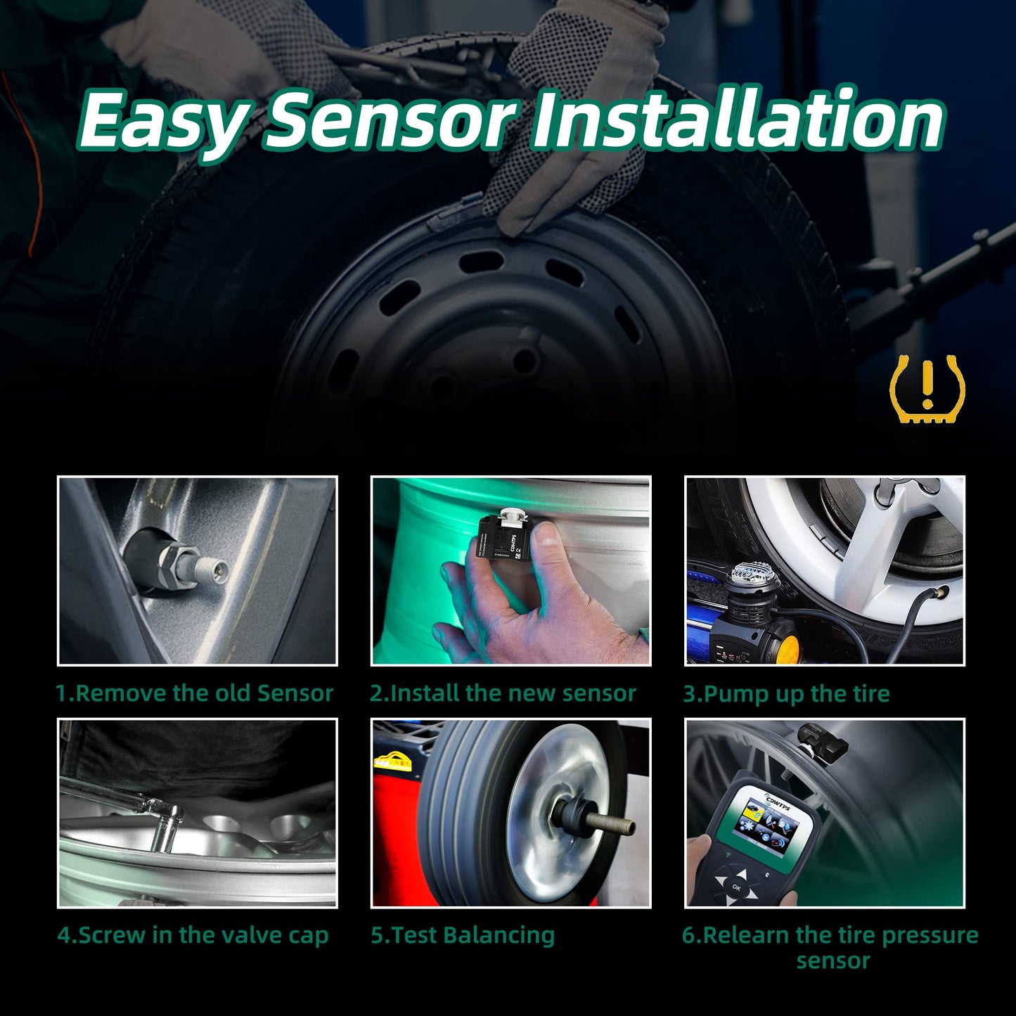 CDWTPS Sensor TPMS, sistema de monitor de presión de neumáticos de 433 Mhz compatible con Chrysler Dodge Jeep Ram Fiat reemplaza #56029398AB 68241067AA