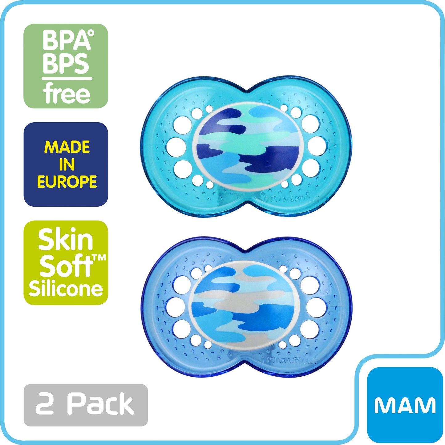 MAM Camo Orthodontic Pacifier, Boy, 16+ Months, 2-Count