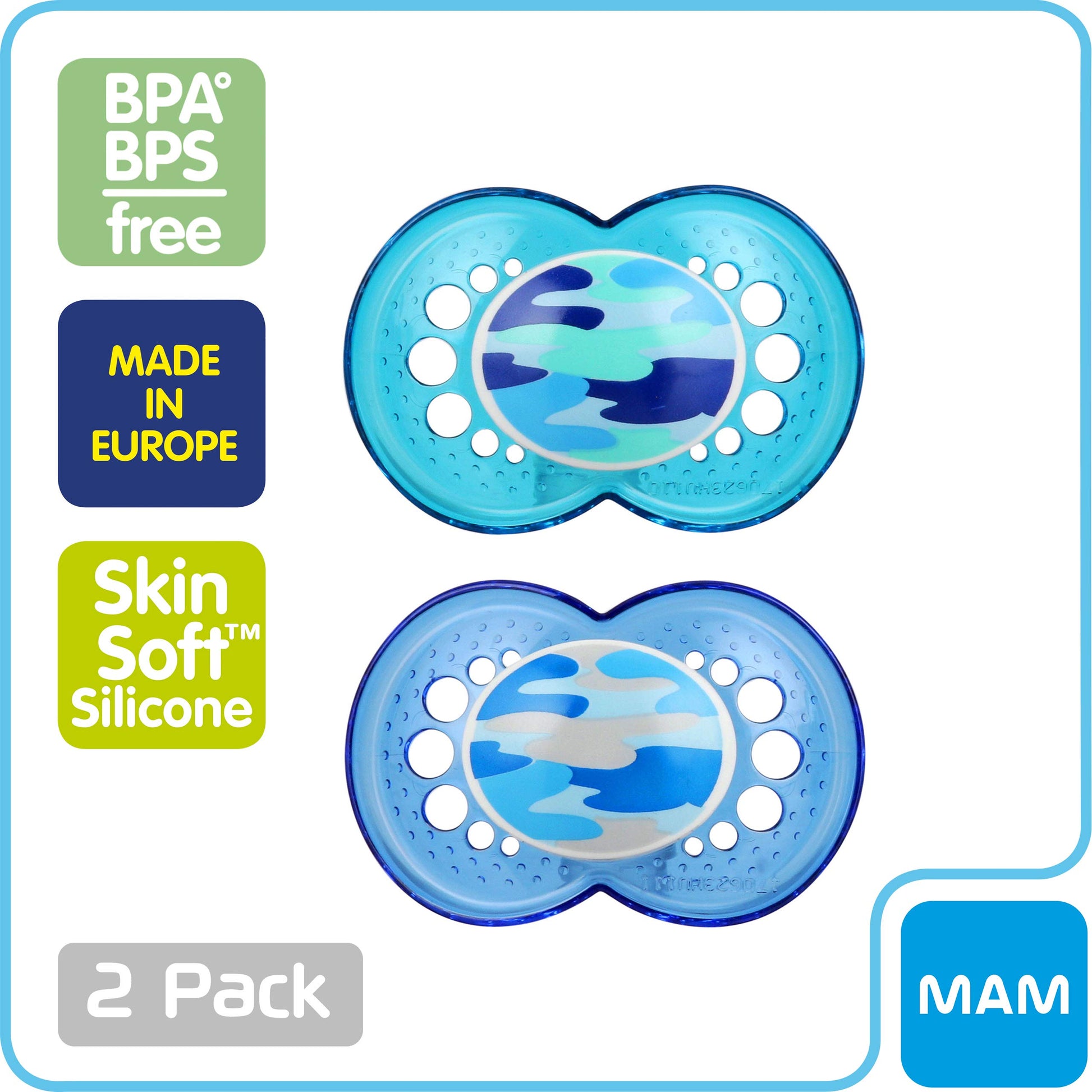 MAM Camo Orthodontic Pacifier, Boy, 16+ Months, 2-Count