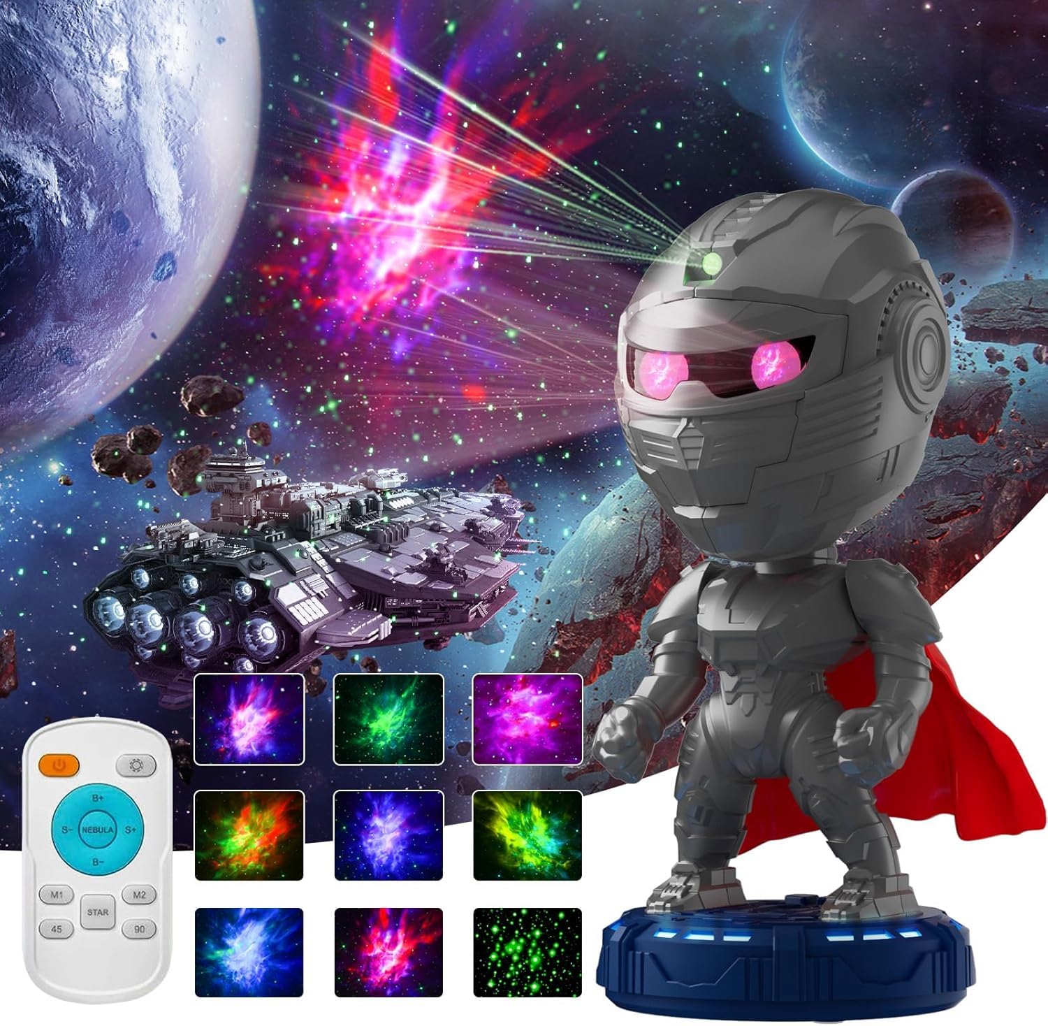 Proyector Led de Luz Nocturna Astronauta Estrellada con Nebulosa y Control Remoto