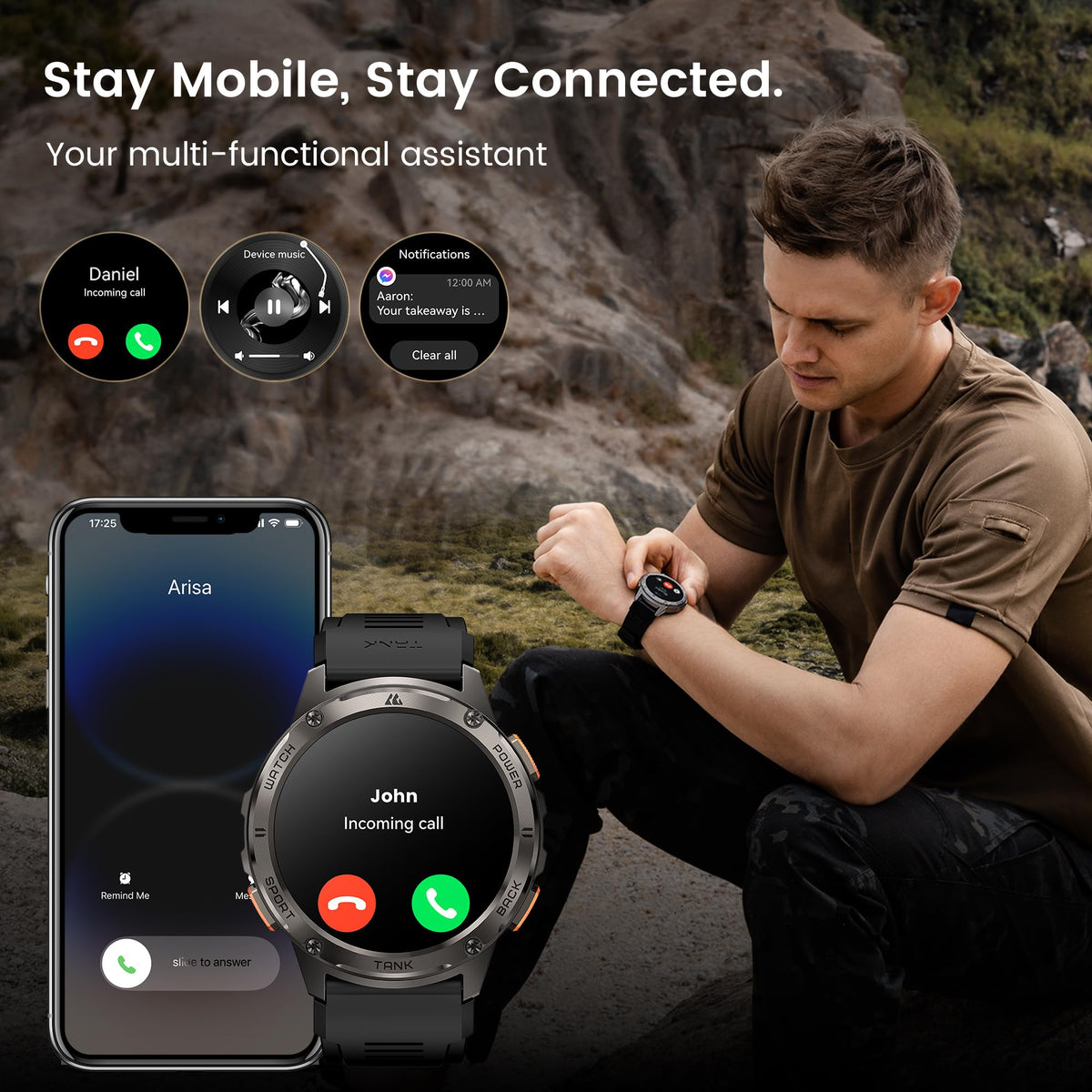 Reloj Inteligente KOSPET Negro AMOLED para Hombre con Llamadas Bluetooth y Monitor de Salud