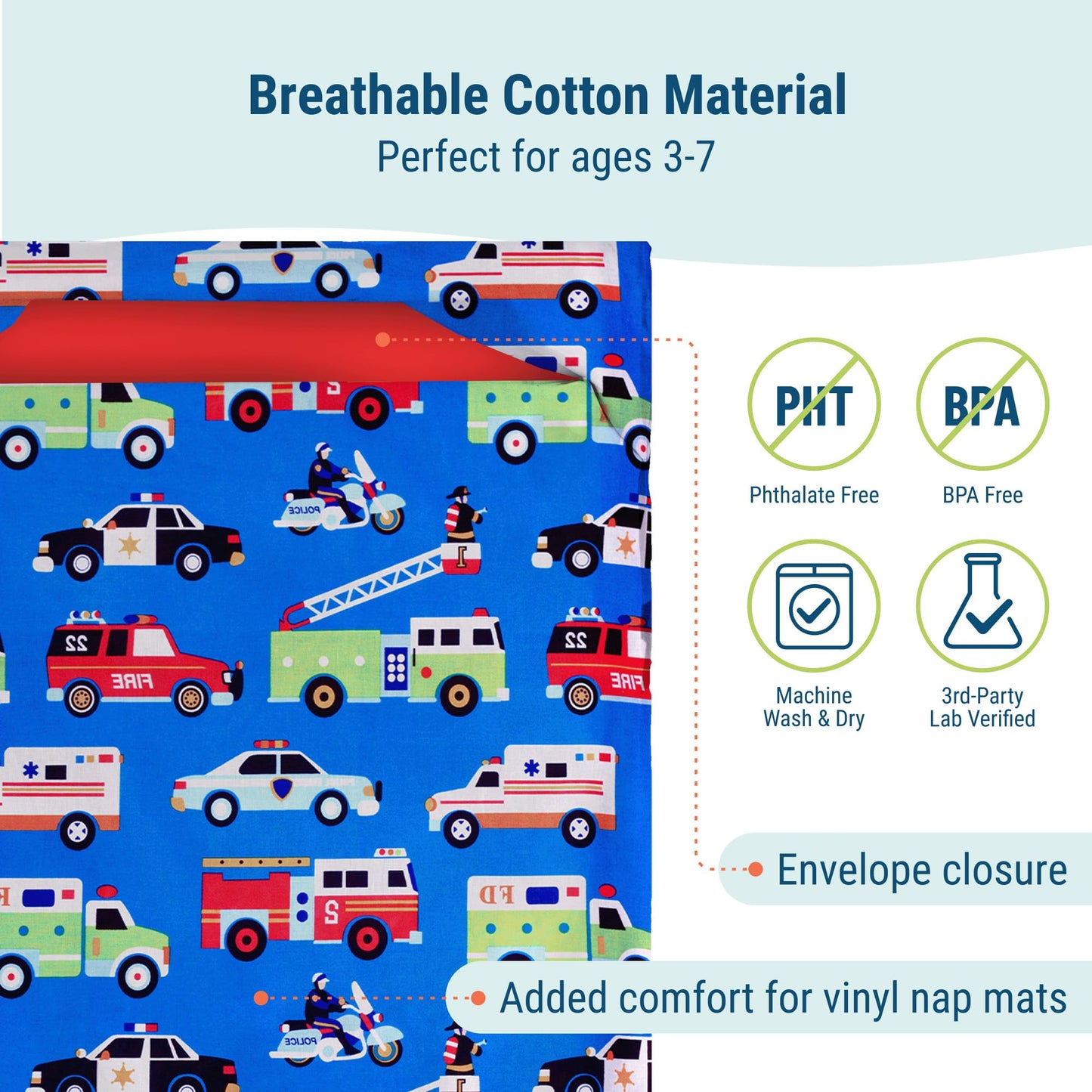 Wildkin - Funda de algodón para Siesta para niños, Suave, Cosida en Solapa, Duradera y se Adapta a Alfombrillas de Vinilo de 1.5 Pulgadas, héroes
