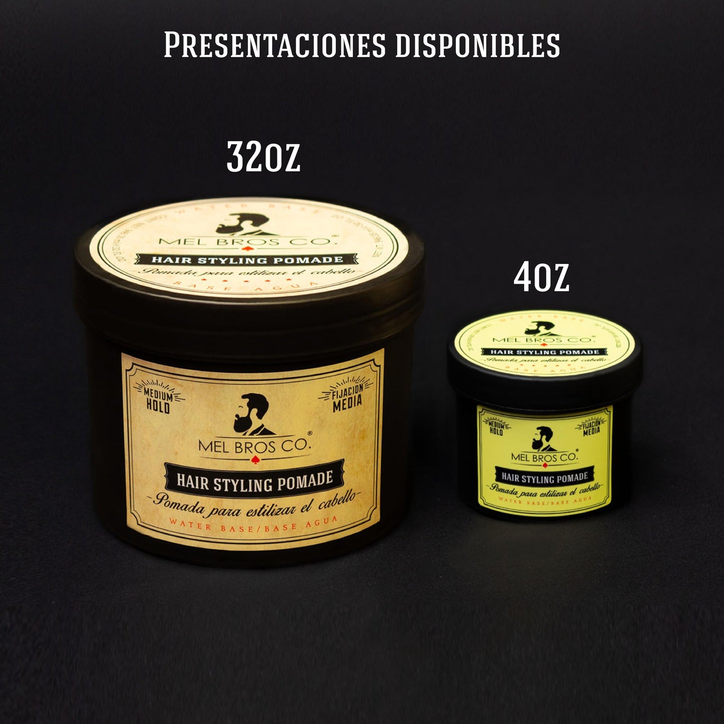 MEL BROS CO. - Hair Styling Pomade - Pomada para estilizar el Cabello. Base Agua. (4 oz / 118 ml, Media Fijación)