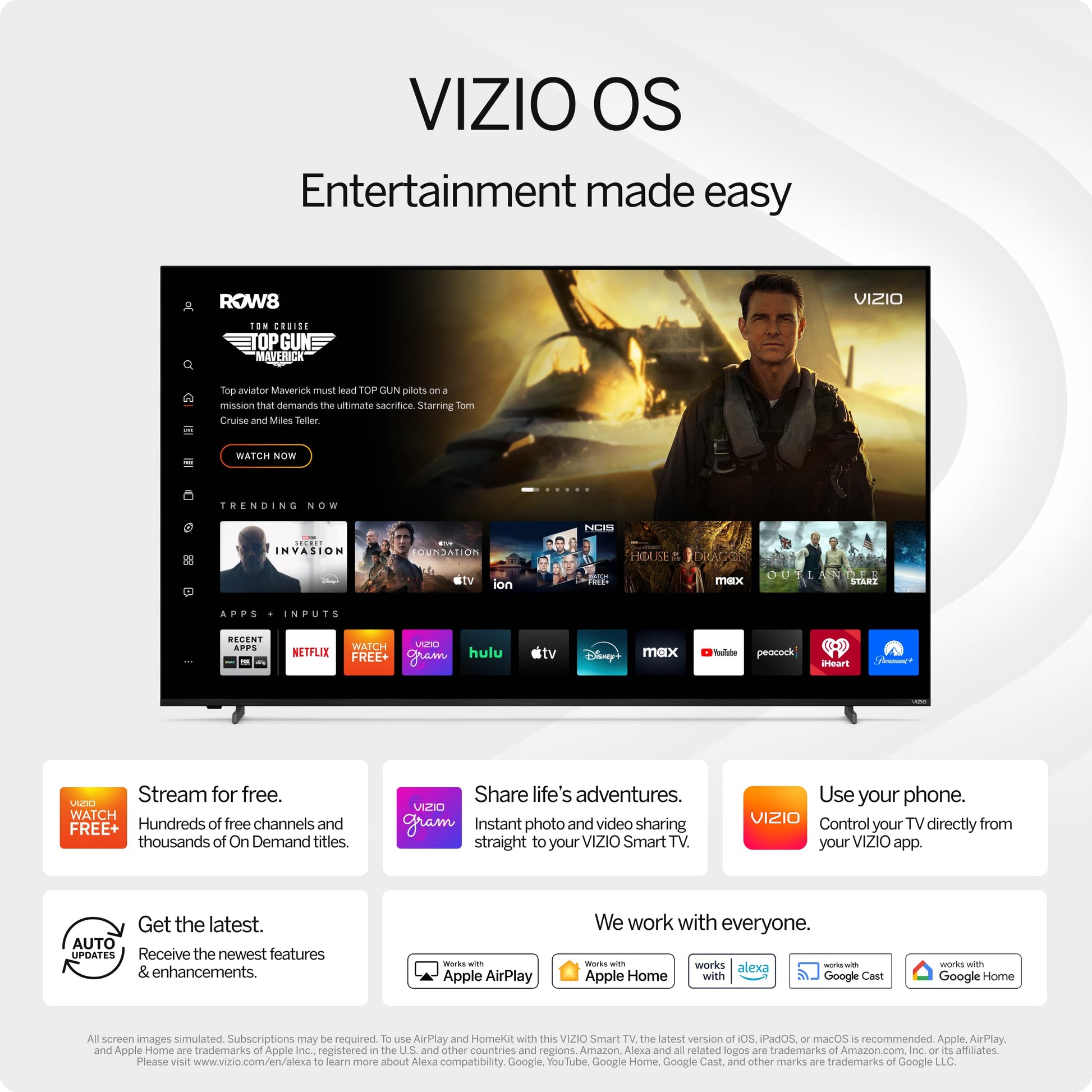 VIZIO - Smart TV Full HD 1080p de 40 pulgadas con DTS Virtual: X, compatibilidad con Alexa, Google Cast integrada, con auriculares Bluetooth (VFD40M-08 nuevo)