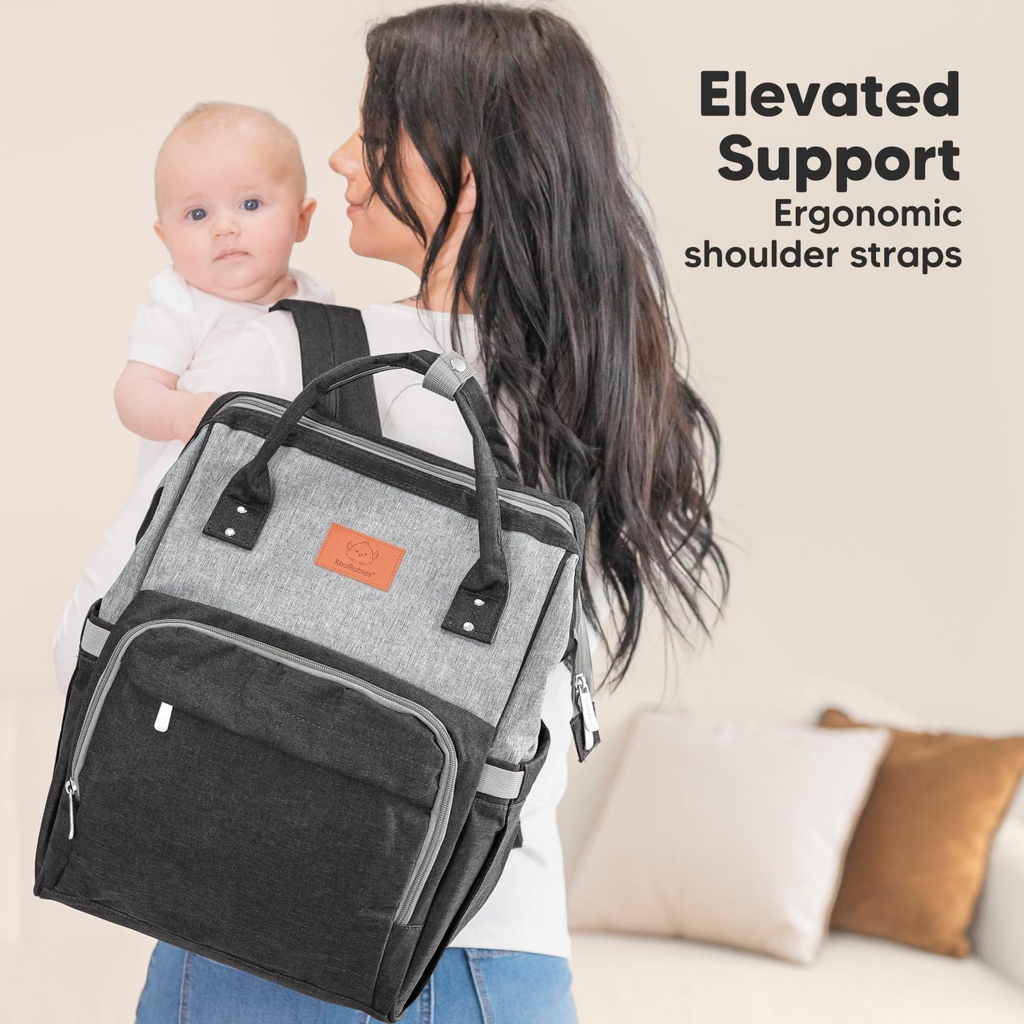 Mochila para pañales - bolsa de viaje para bebés impermeable y multifunción para mamá,papá, hombres y mujeres - Bolsas de maternidad grandes para pañales - Duradera y elegante (Pink Gray)