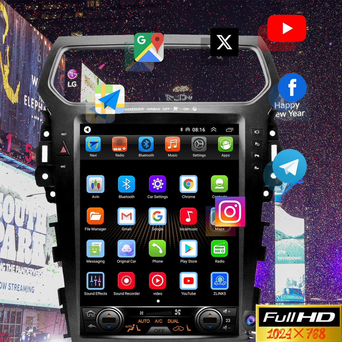 Radio Estéreo de Coche Android 14 Ford Explorer 2011 12.1 Pulgadas