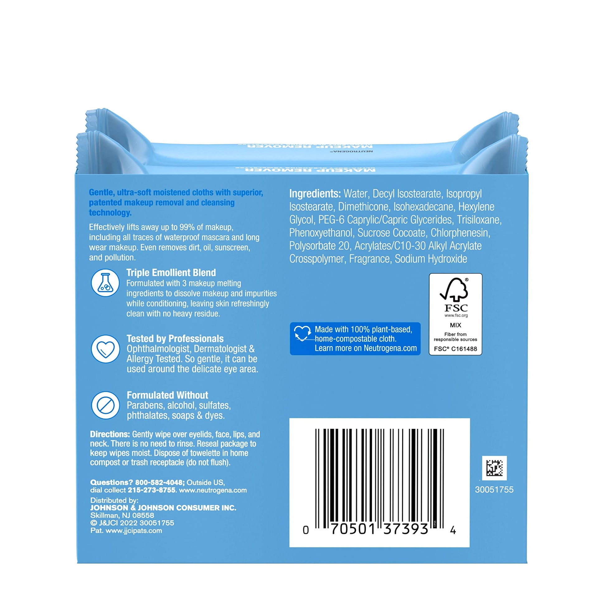 Neutrogena Toallitas Desmaquillantes Ultra Soft, 25 piezas (paquete de 2)