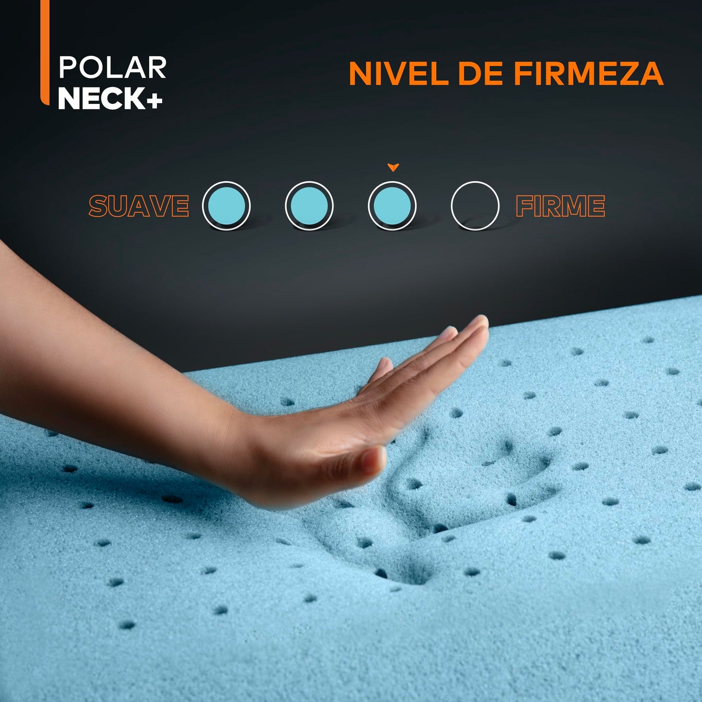 Almohada Cervical Dreamlab Polar Neck+ Tela Fría al Tacto Hipoalergénica con Memory Foam y Gel Firme Medio estándar