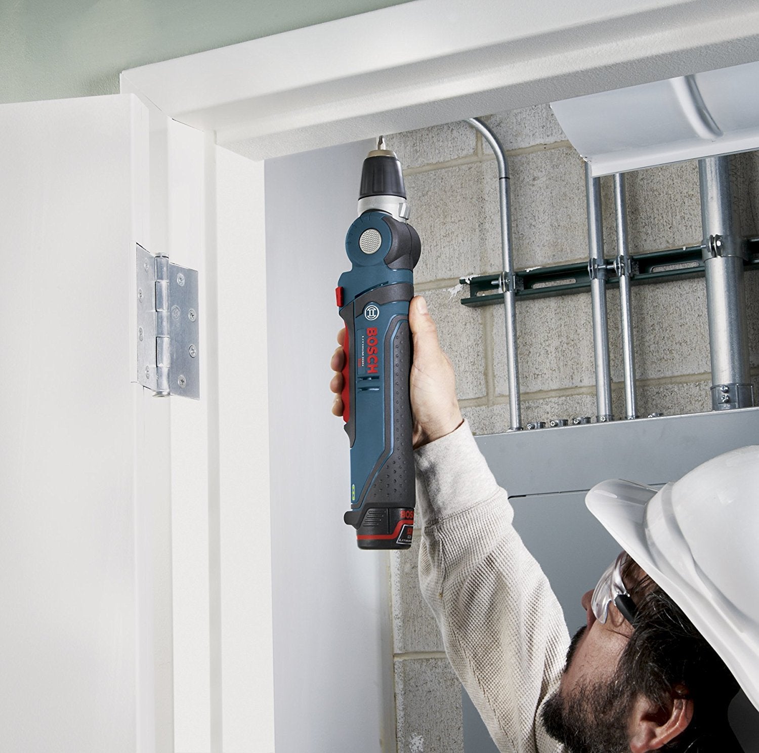 Bosch PS11-102 Kit de taladro atornillador en ángulo recto, 3/8", iones de litio12 V máx., con (1) batería de alta capacidad y cargador