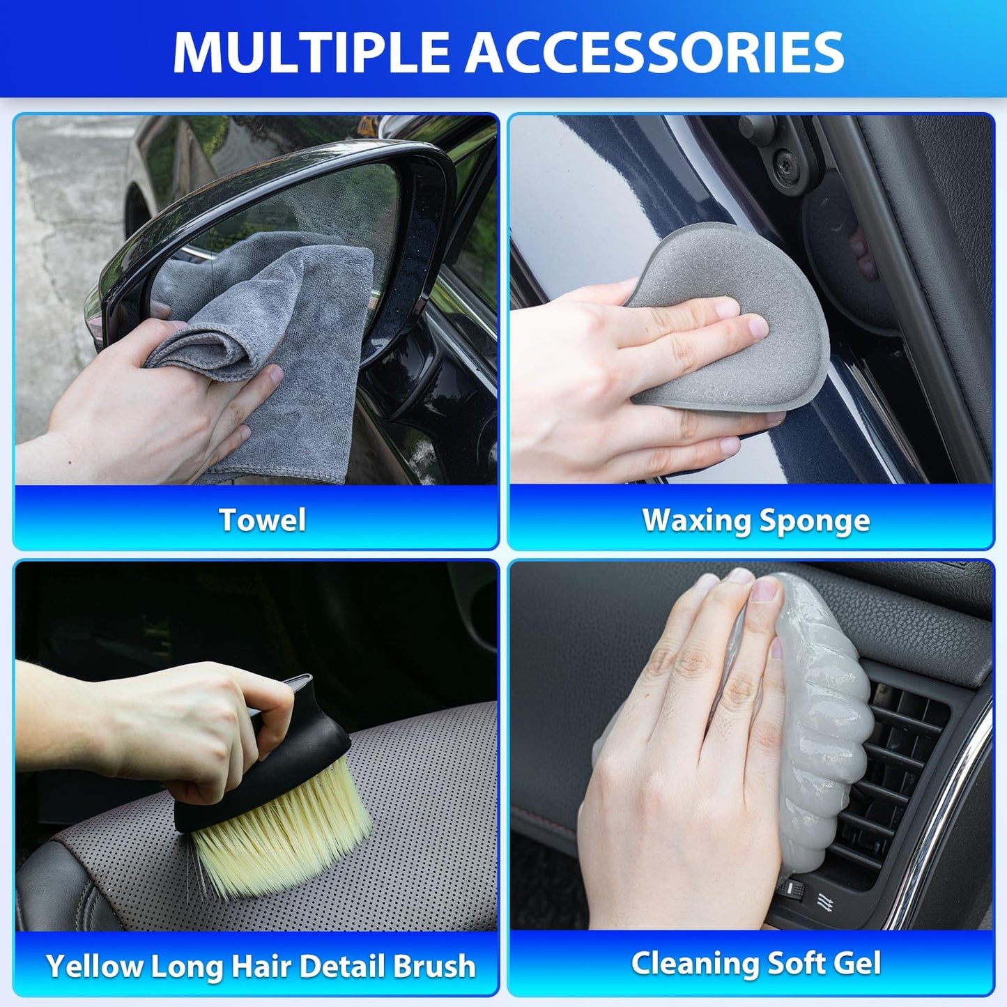 Kit de Limpieza de Coche THINKWORK Gris con Aspiradora de Mano de Alta Potencia para Hombre