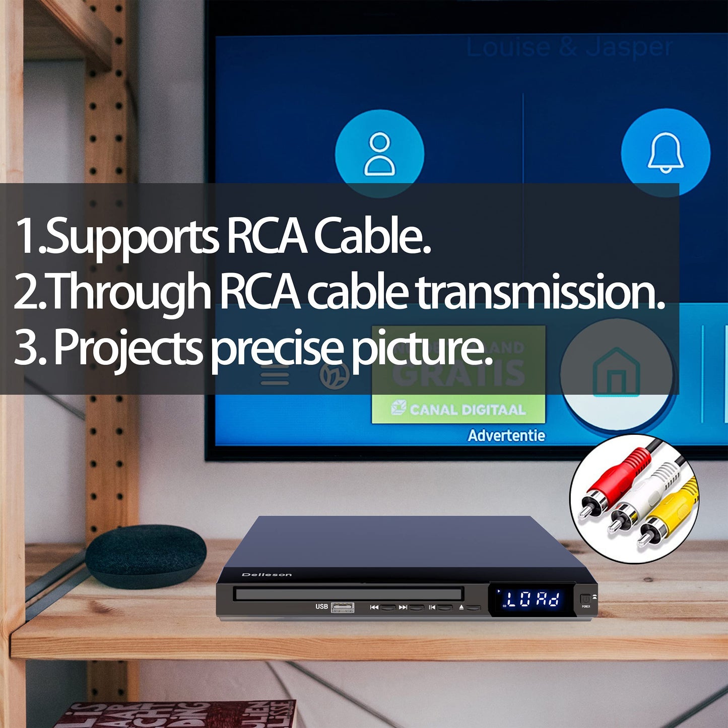 Reproductor de DVD Compacto All Region Free con Conector de Micrófono Negro y AV para TV