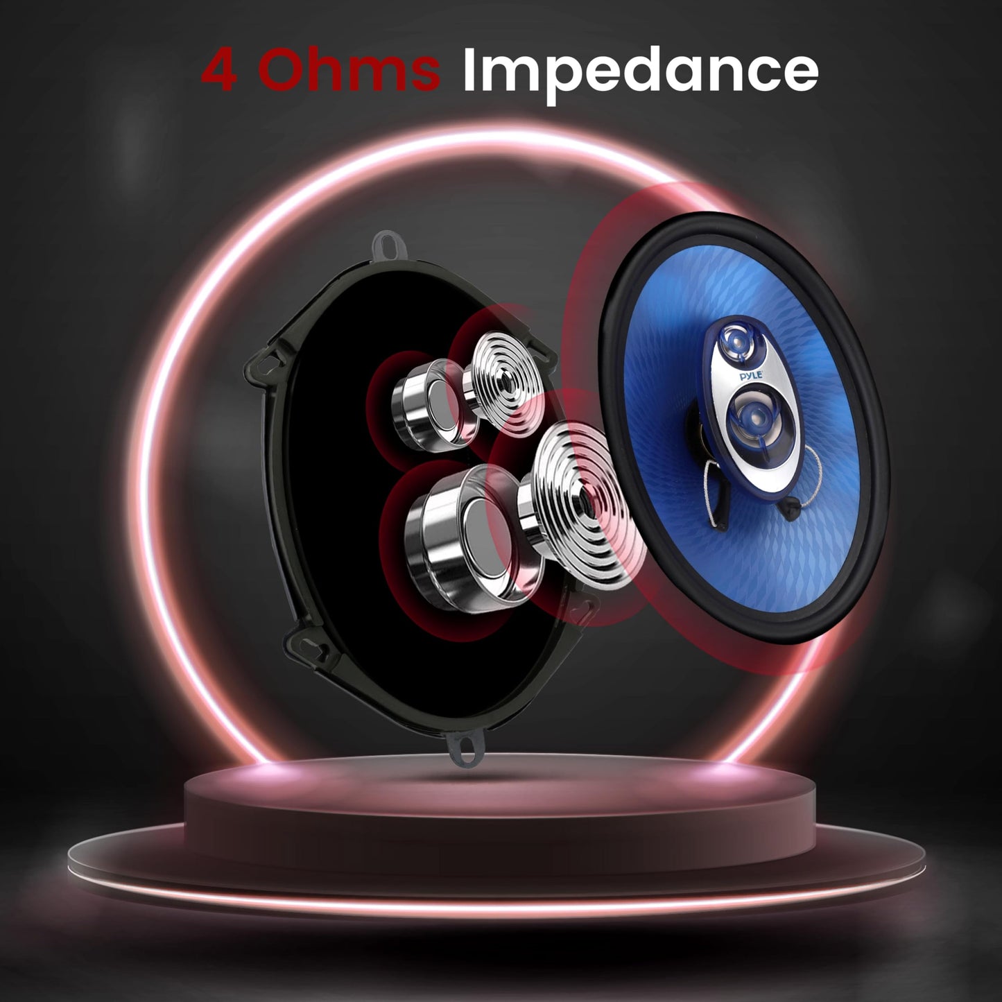 Bocinas para Auto PYLE Azul de 5” x 7” con Cono de Inyección de Poliéster Mejorado y Bobina de Voz ASV 3 Vías 300 Watts 4 Ohmios