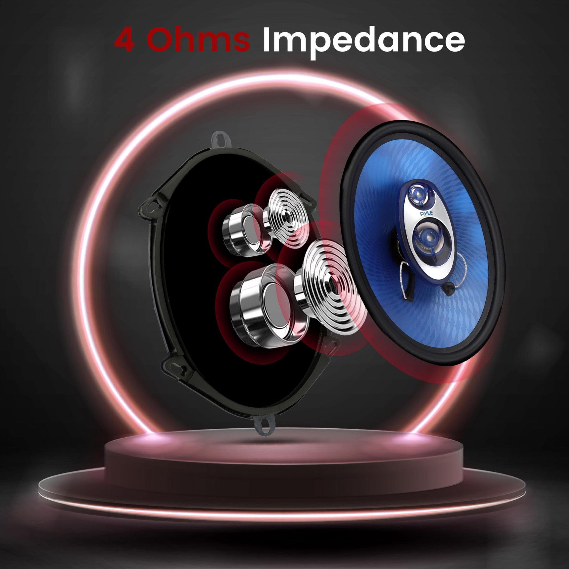 Bocinas para Auto PYLE Azul de 5” x 7” con Cono de Inyección de Poliéster Mejorado y Bobina de Voz ASV 3 Vías 300 Watts 4 Ohmios