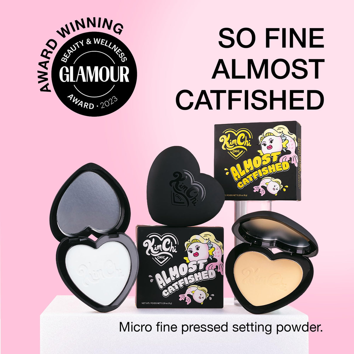 Kimchi Chic, Polvo compacto con acabado luminoso, difumina, ilumina y resalta el rostro, Almost Catfished (02 That White Powder)