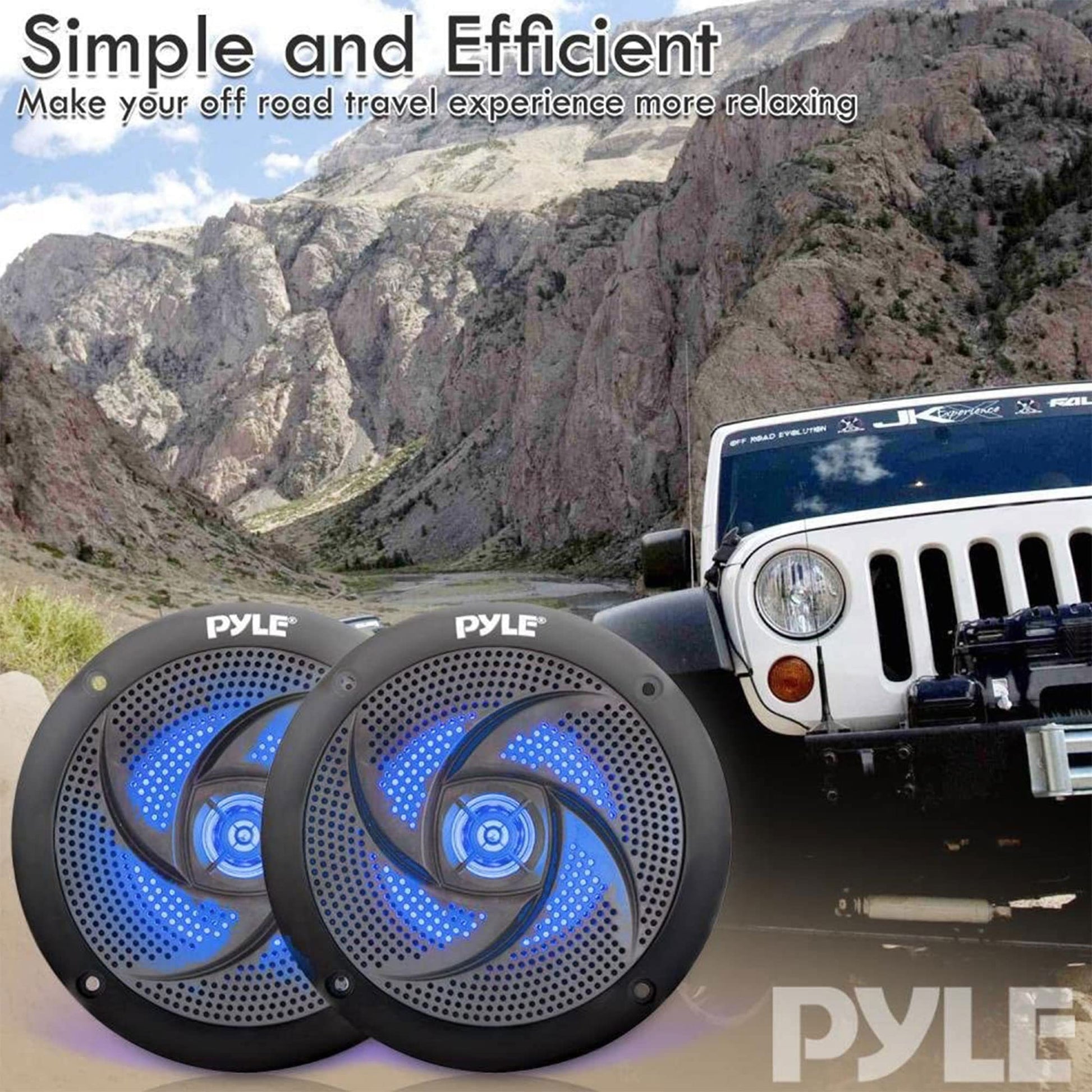 Bocinas Marinas Pyle Negras Resistente al Agua con Luz LED 100 Watts para Exteriores
