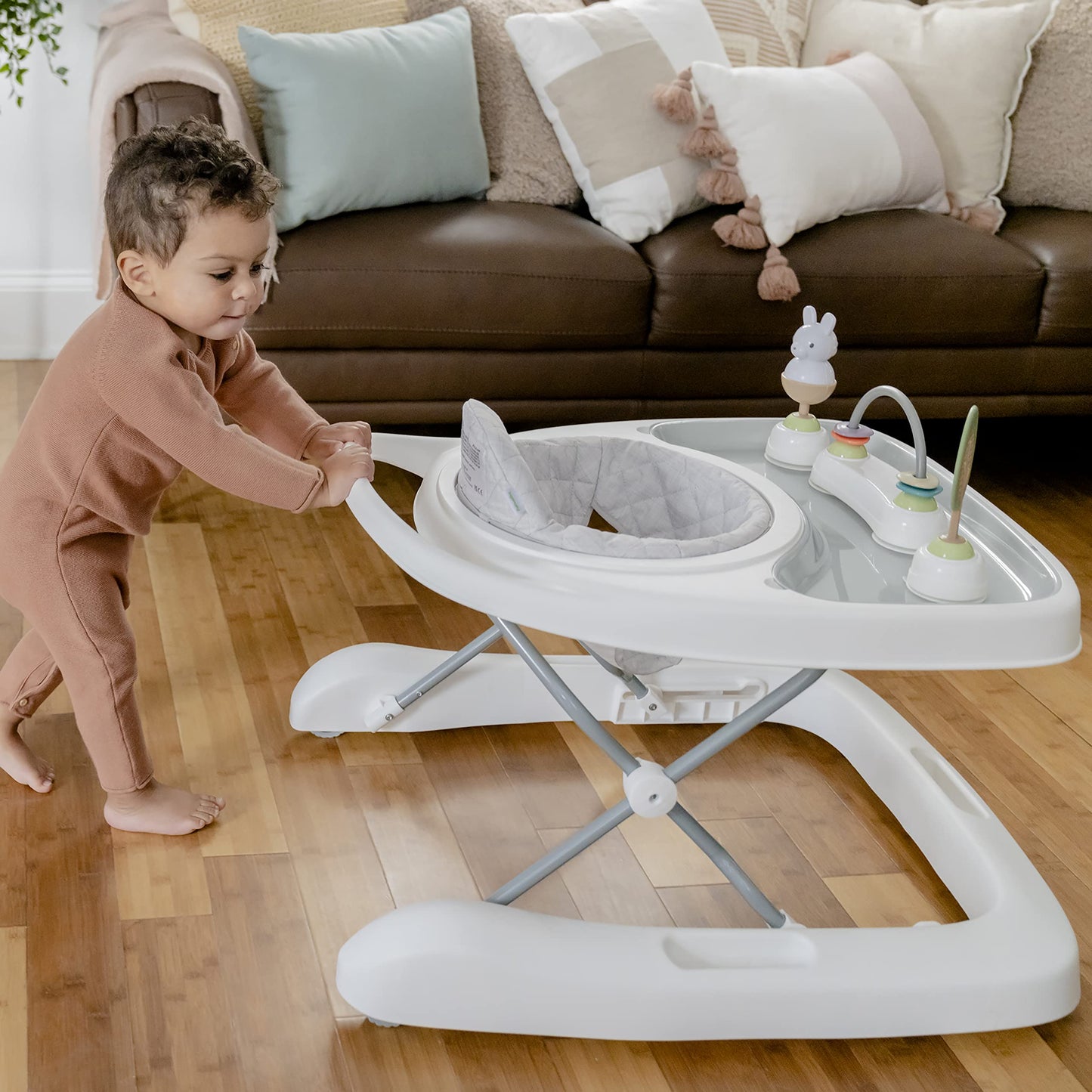 Ingenuity Spring & Sprout 3-in-1 Foldable Baby Activity Walker with Removable Toys Ages 6 Months +, First Forest